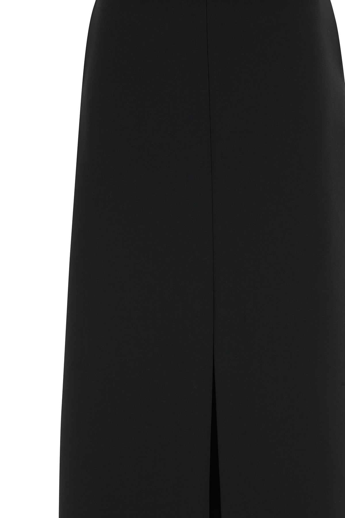 Black Pocketed Slit-Detail Midi Skirt