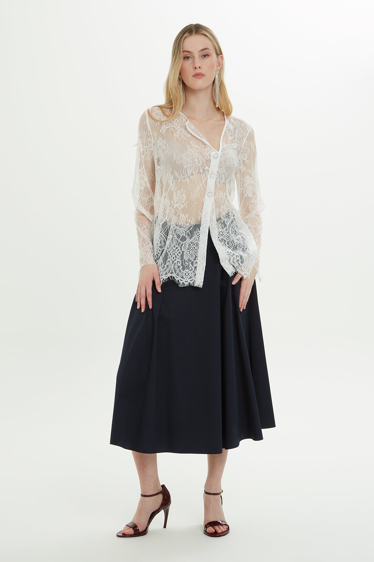 Ecru Asymmetrical Transparent Blouse