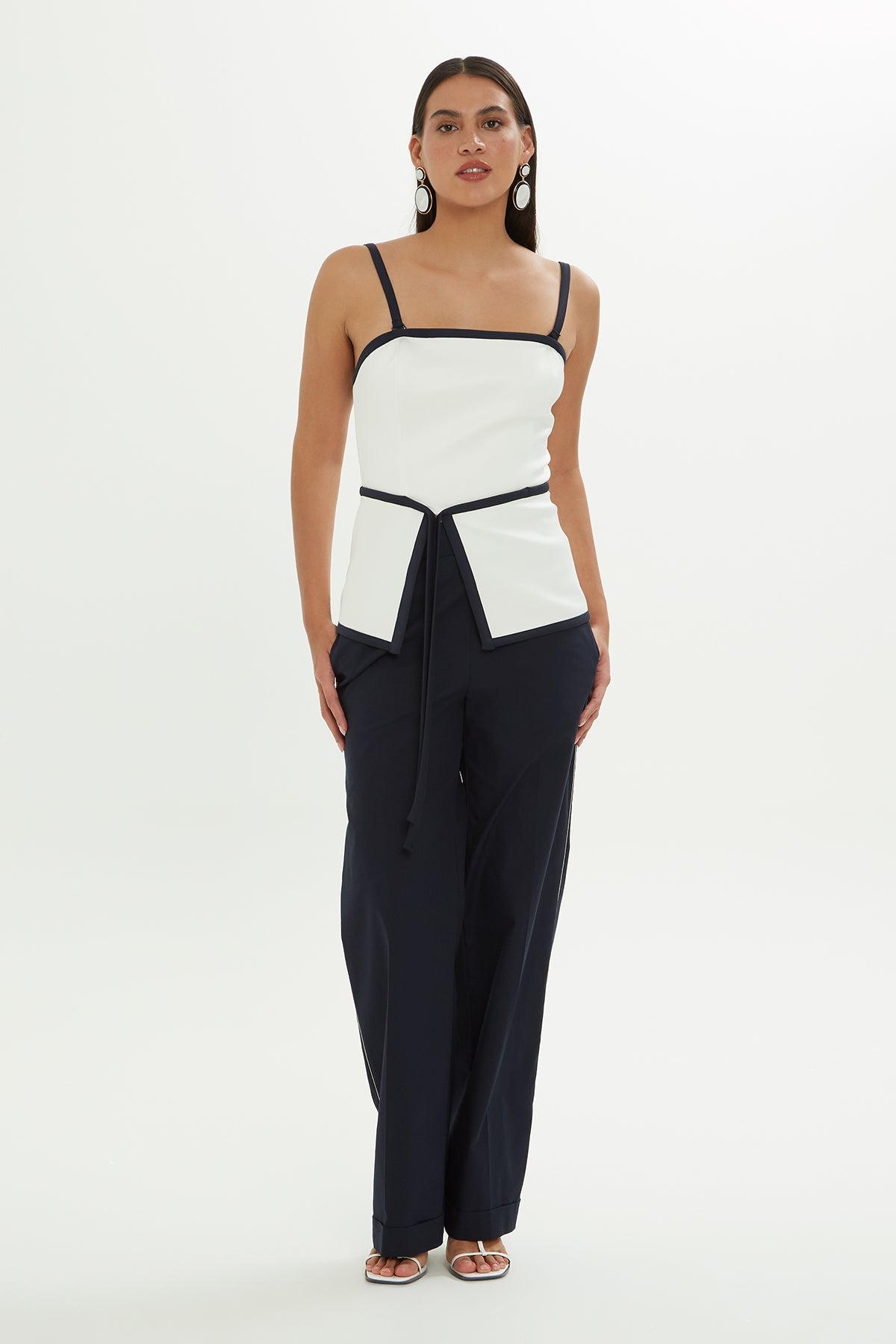Ecru Blouse with Slit Detail Tie