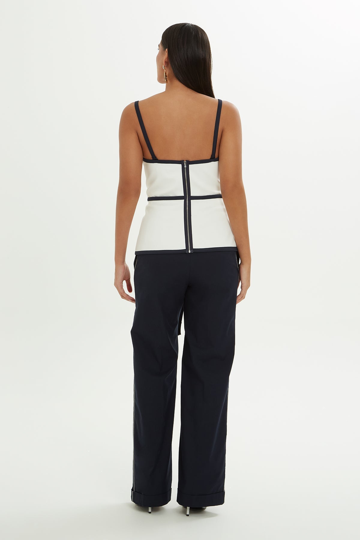 Ecru Blouse with Slit Detail Tie