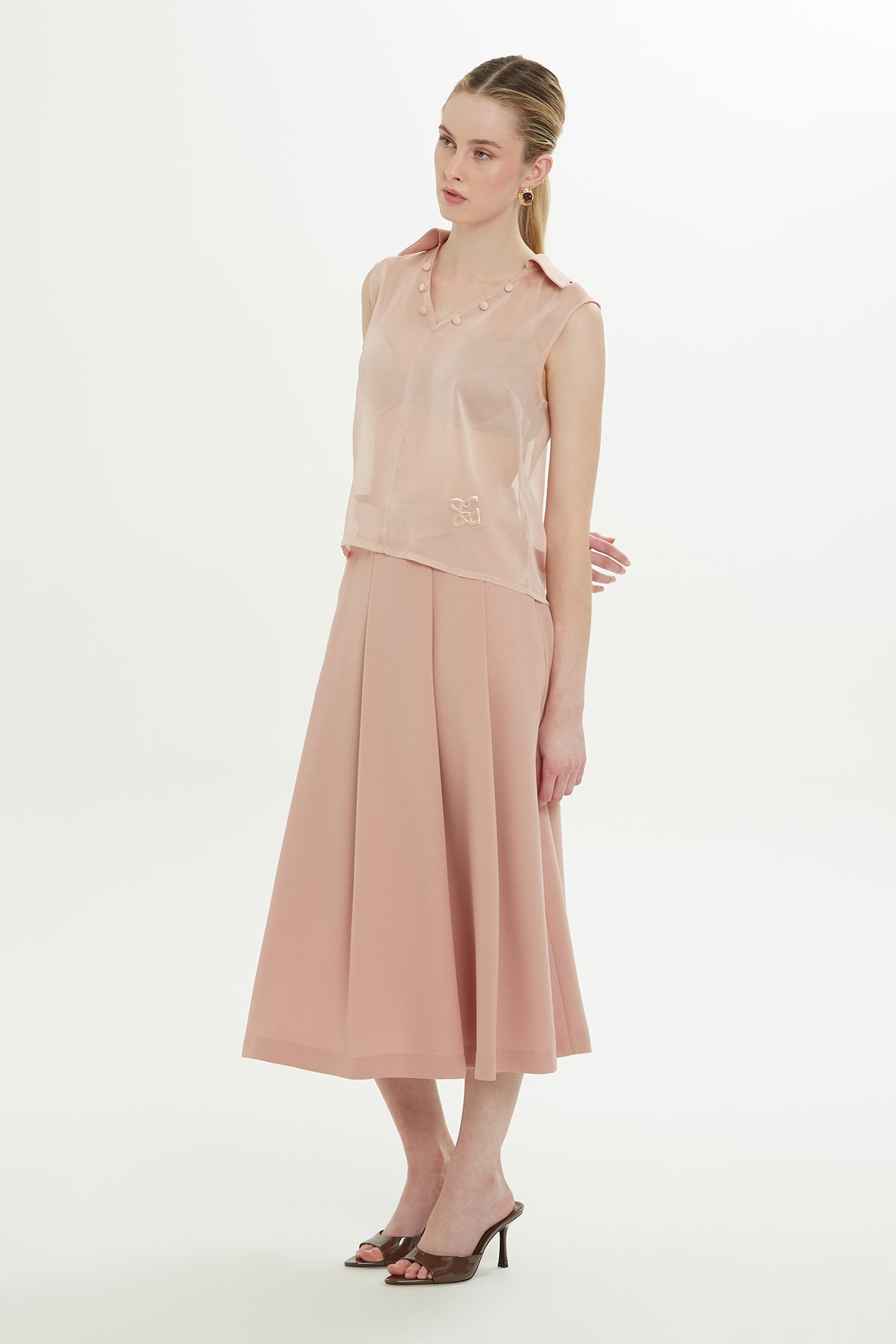 Pink Transparent Back Zip Blouse