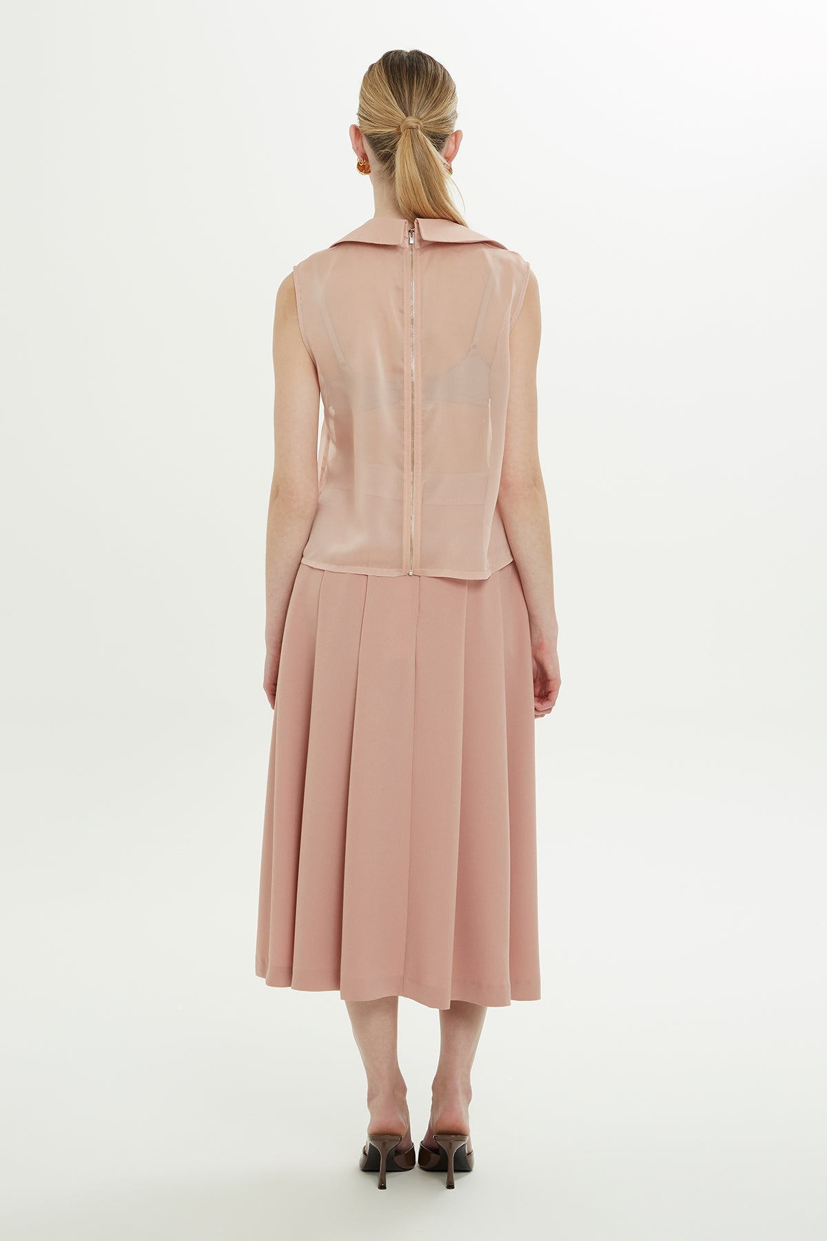 Pink Transparent Back Zip Blouse