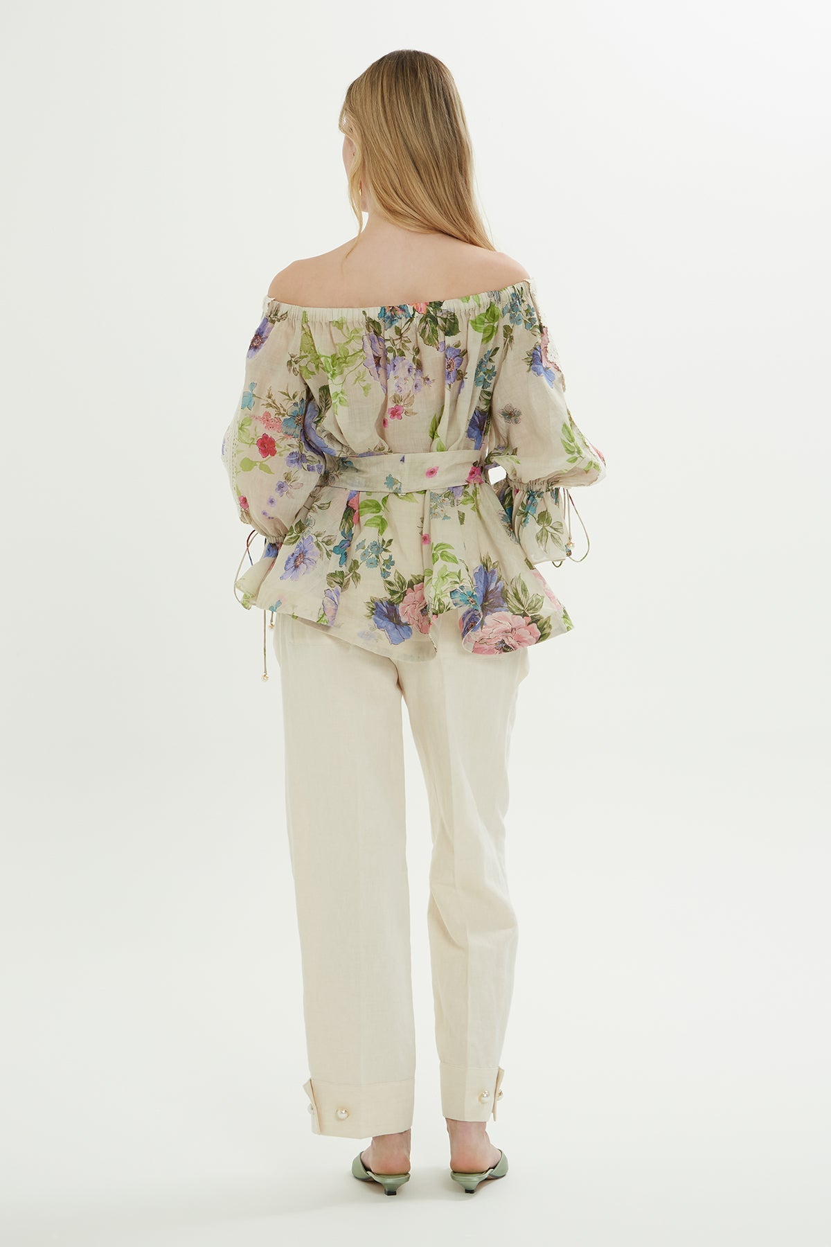 Patterned Off-Shoulder Blouse