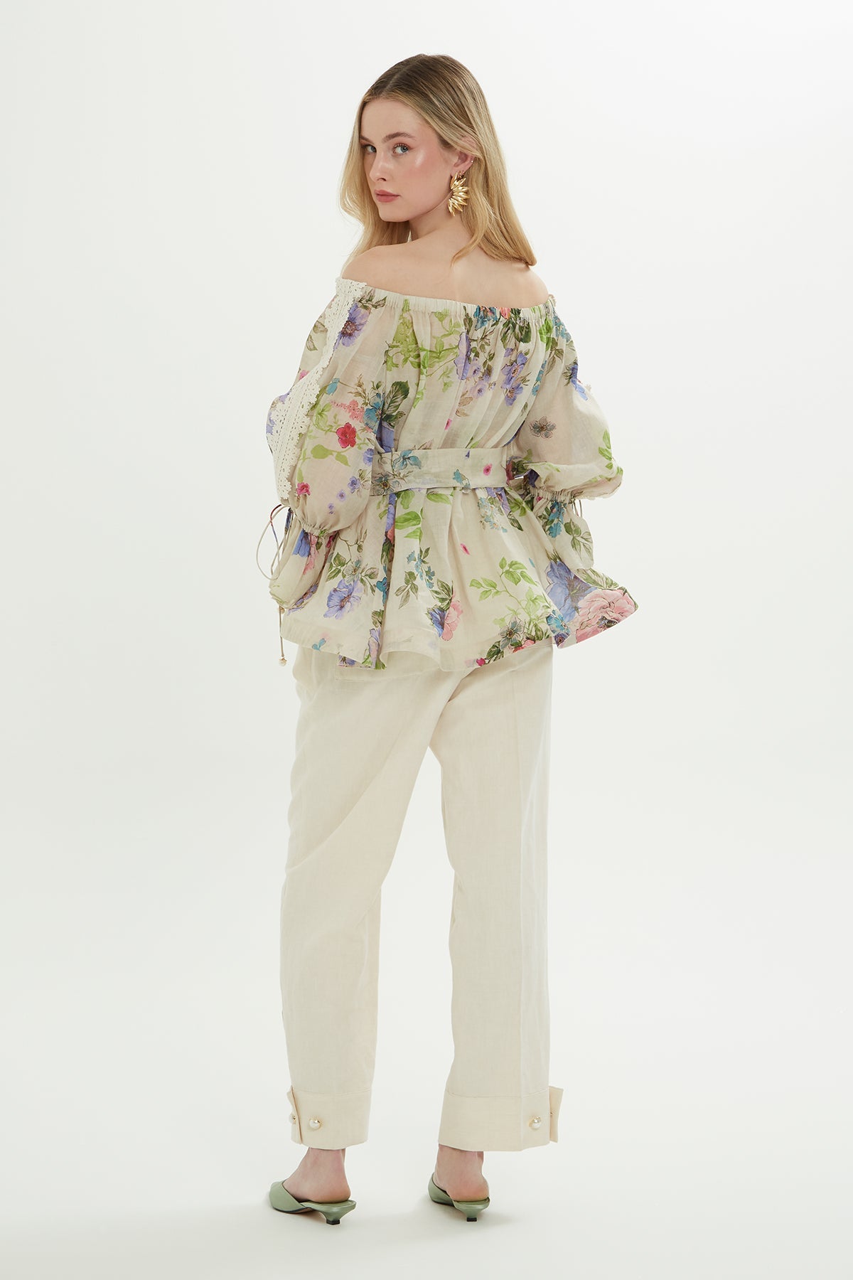 Patterned Off-Shoulder Blouse