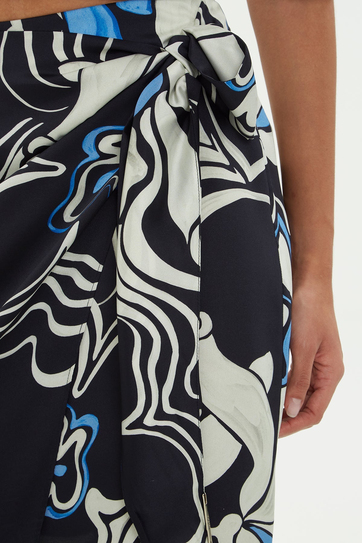 Navy Patterned Midi Skirt