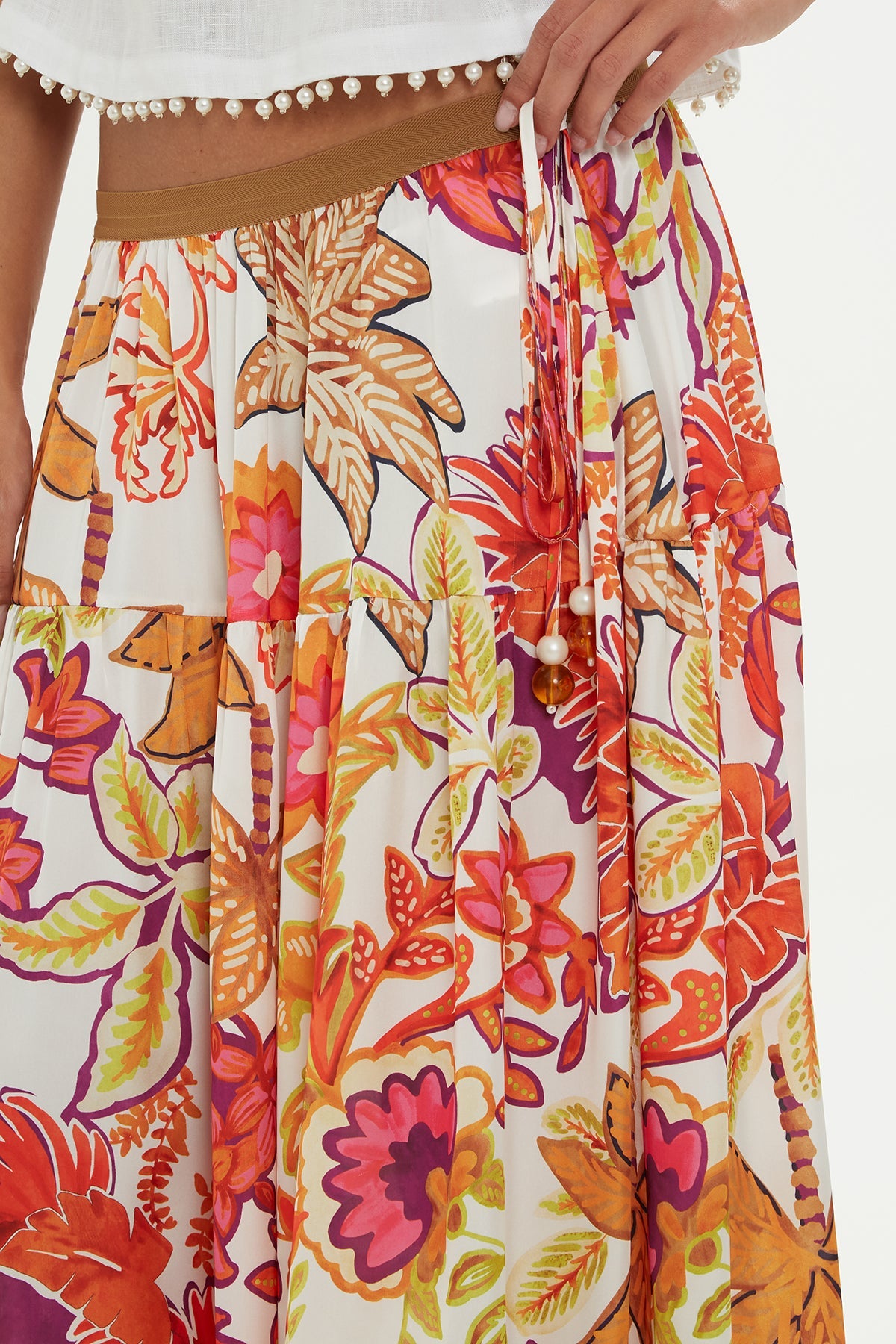 Floral-Patterned Midi Skirt