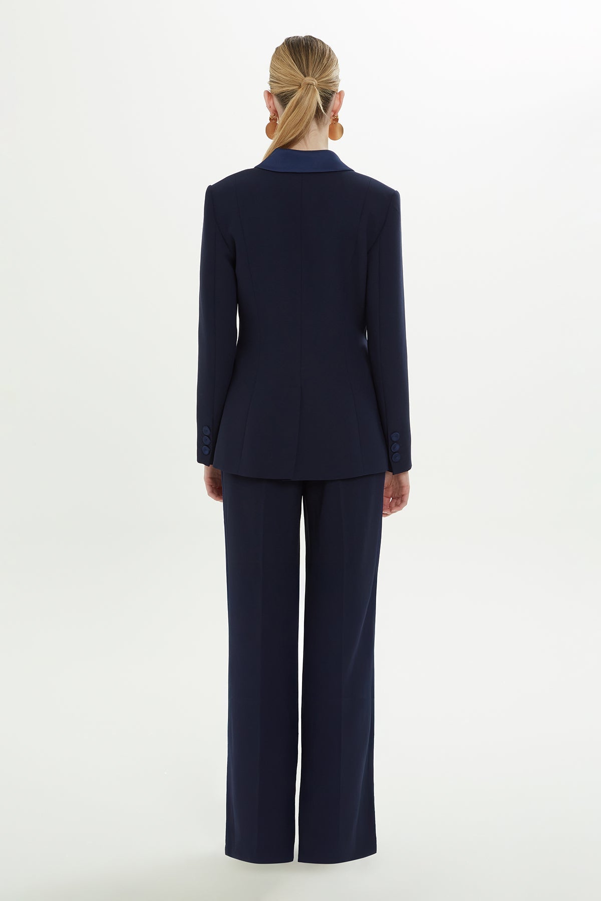 Navy Notched-Collar Lined Jacket