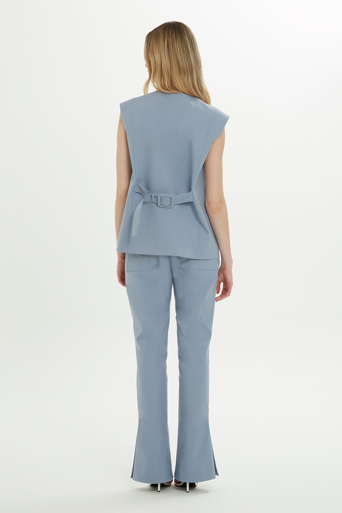 Blue Buckle-Detail Vest