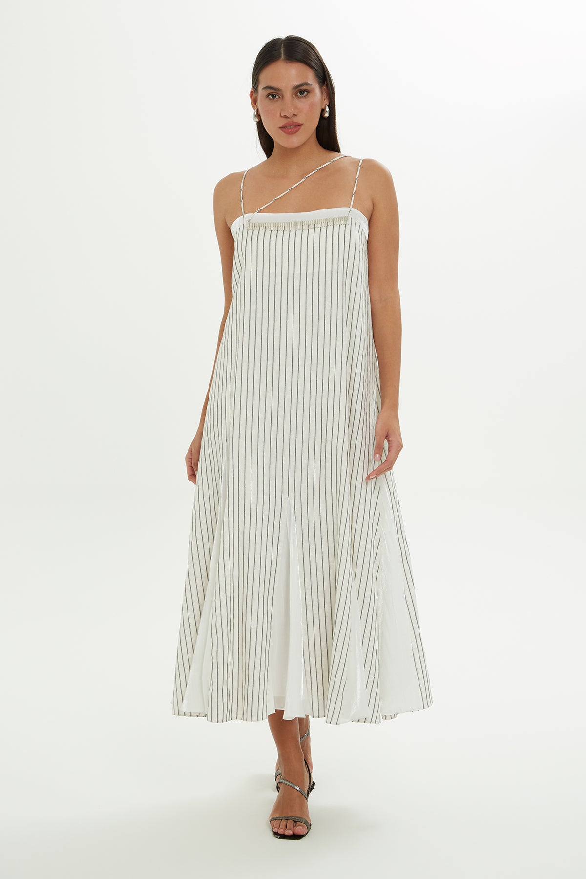 White Thin-Strap Midi Dress