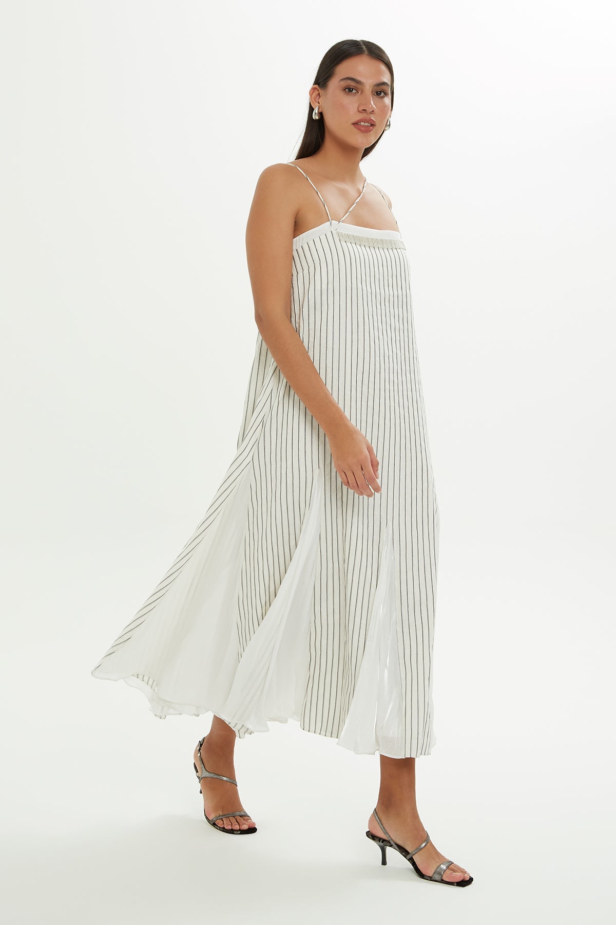 White Thin-Strap Midi Dress