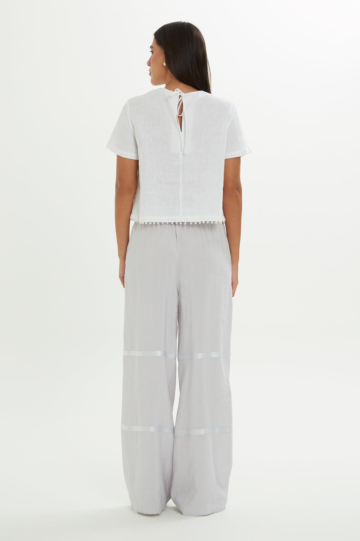 Grey Trousers with Ribbon Detail