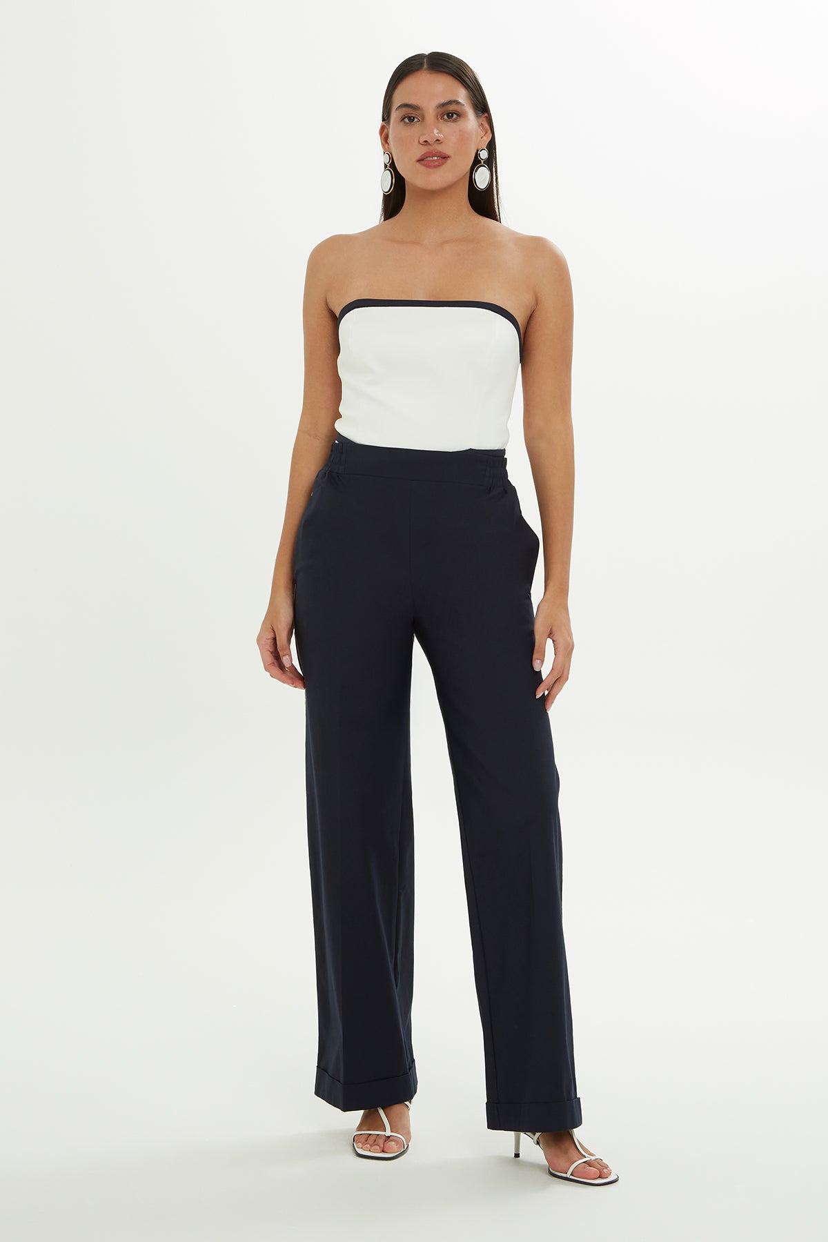 Navy Trousers with Chain Detail