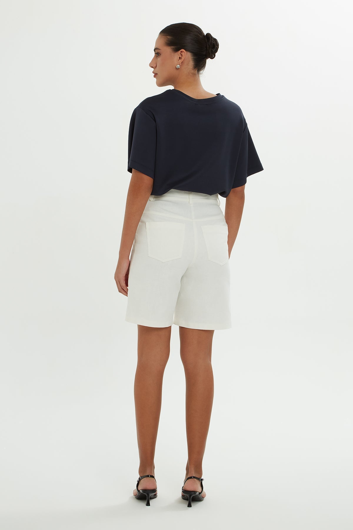 Ecru Chain-Detail Shorts