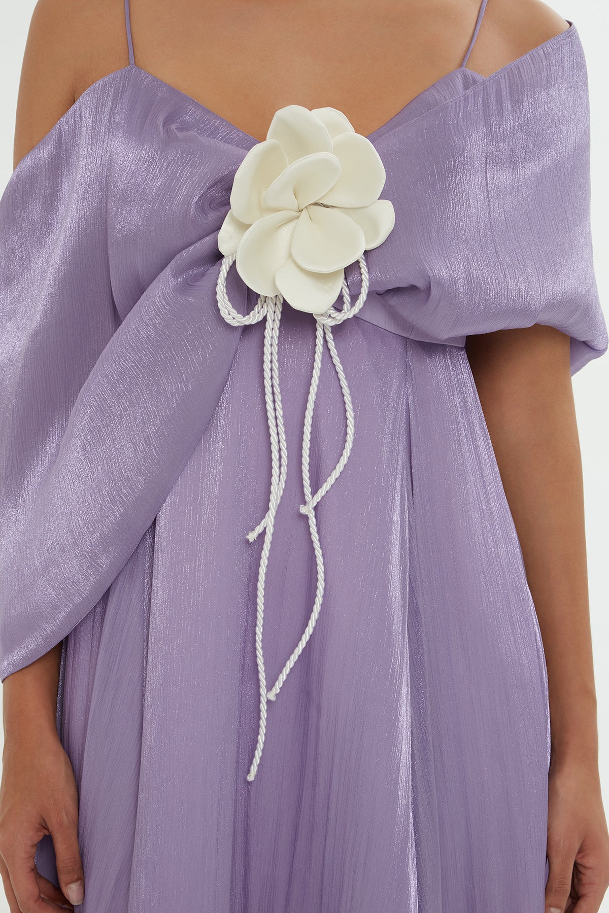 Purple Draped-Shoulder Maxi Dress