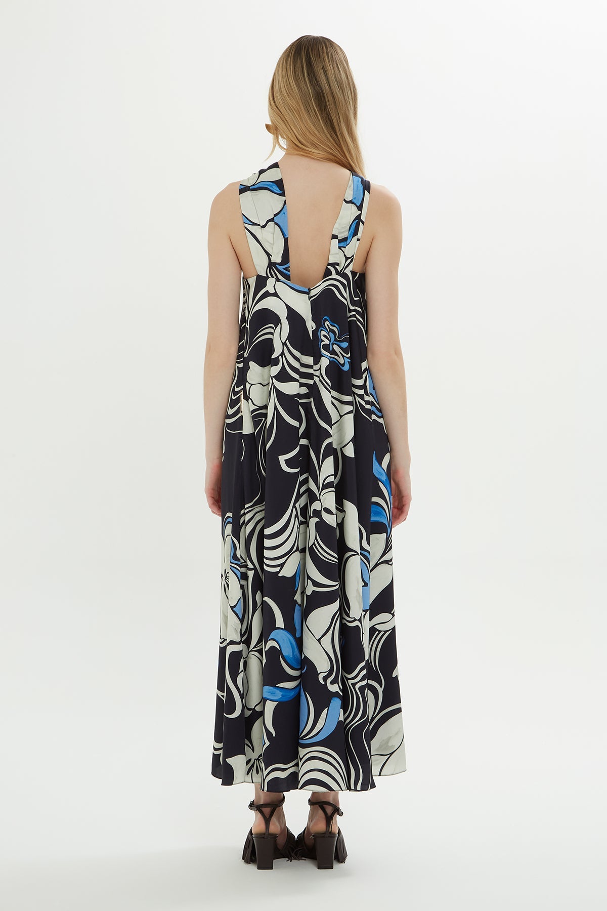 Printed Halter-Neck Maxi Dress