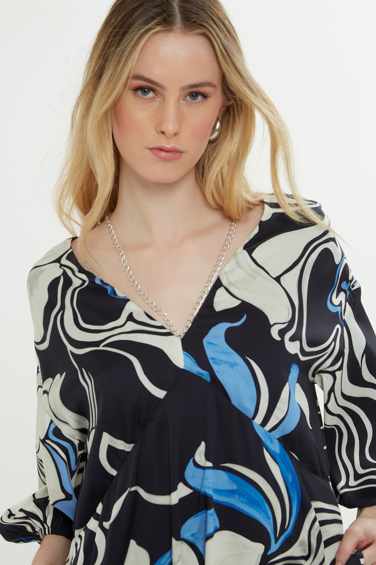 Printed Short-Sleeve Maxi Dress