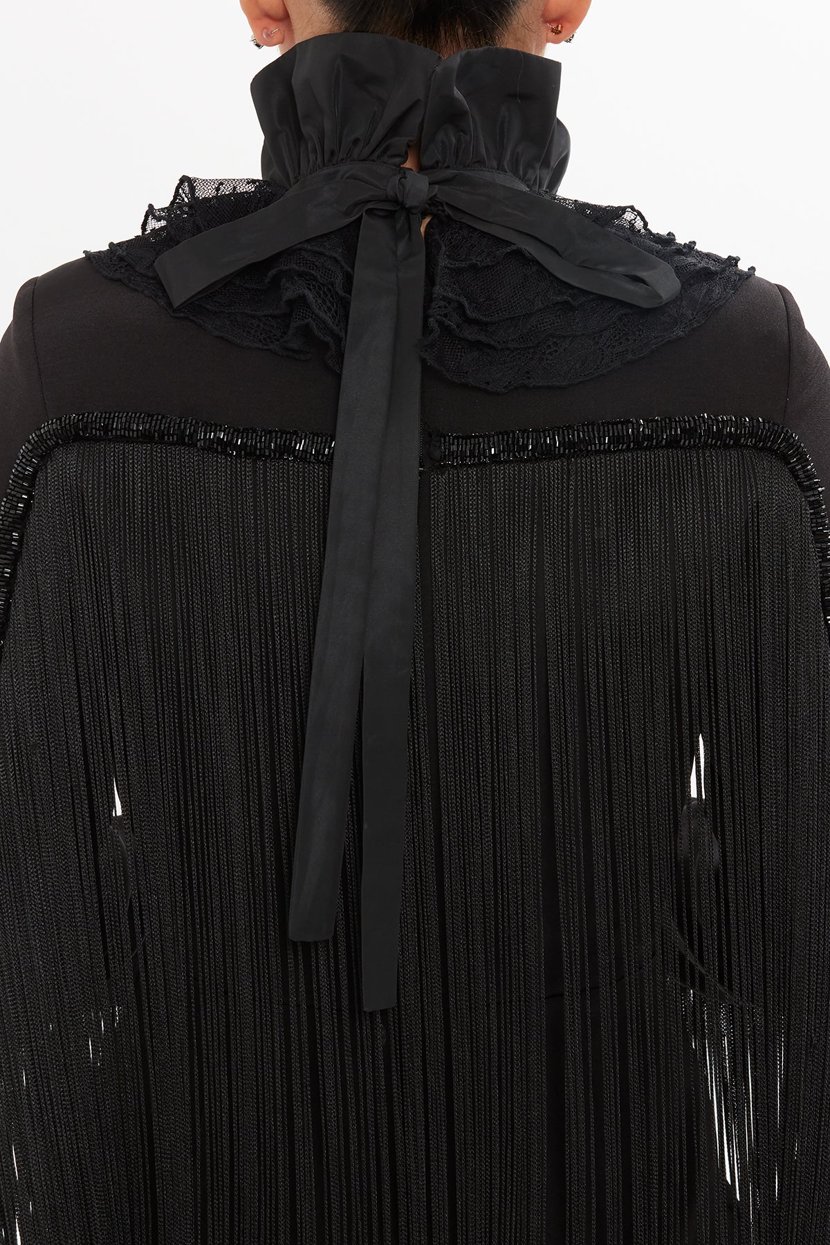 Black Brooch Detail Collar Top