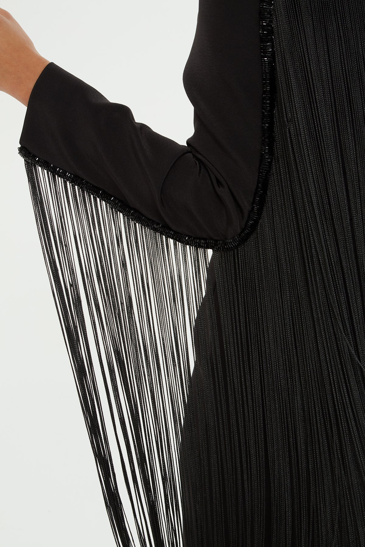 Black Tassel-Detail Maxi Dress