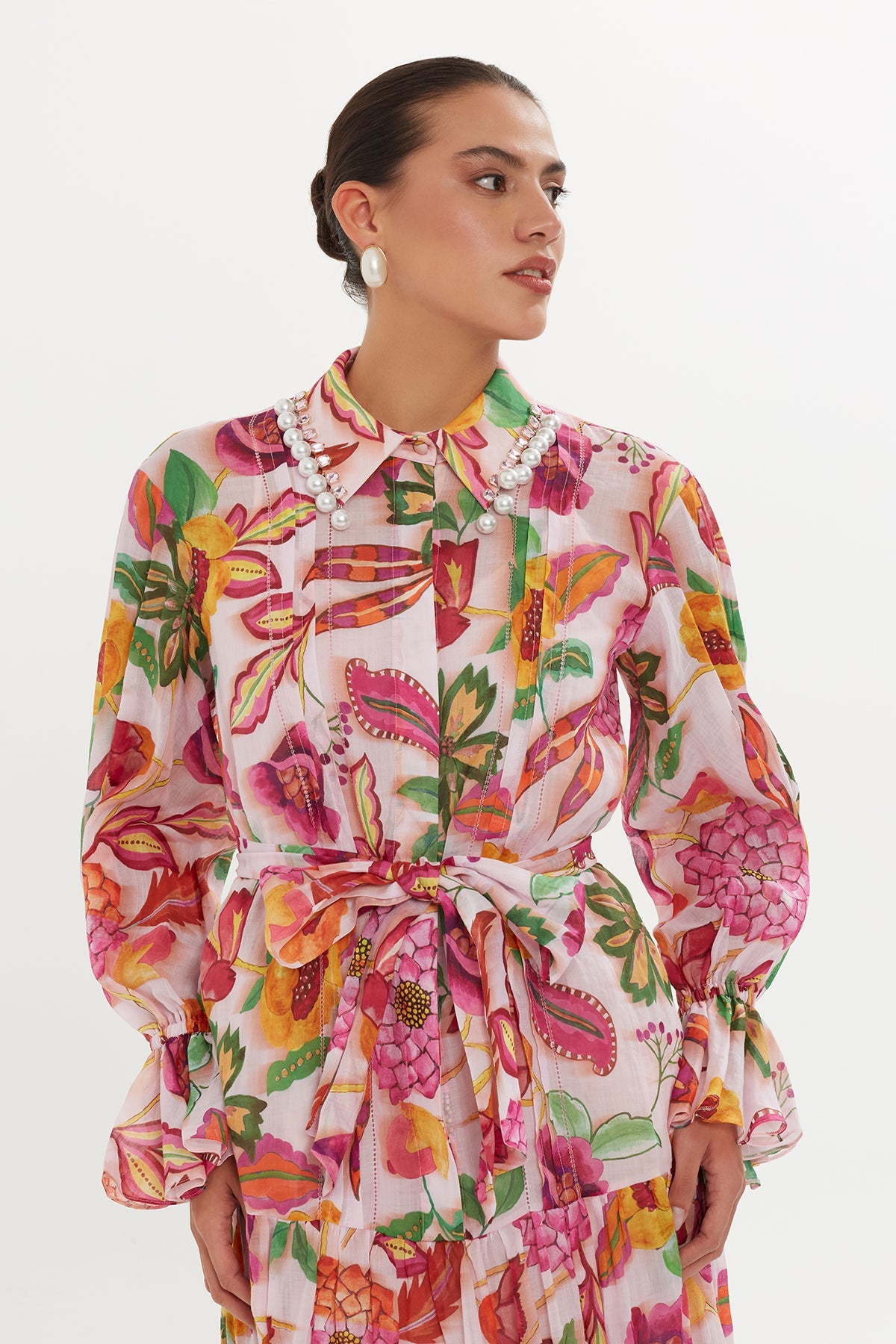 Printed Maxi Dress with Ruffled Sleeves