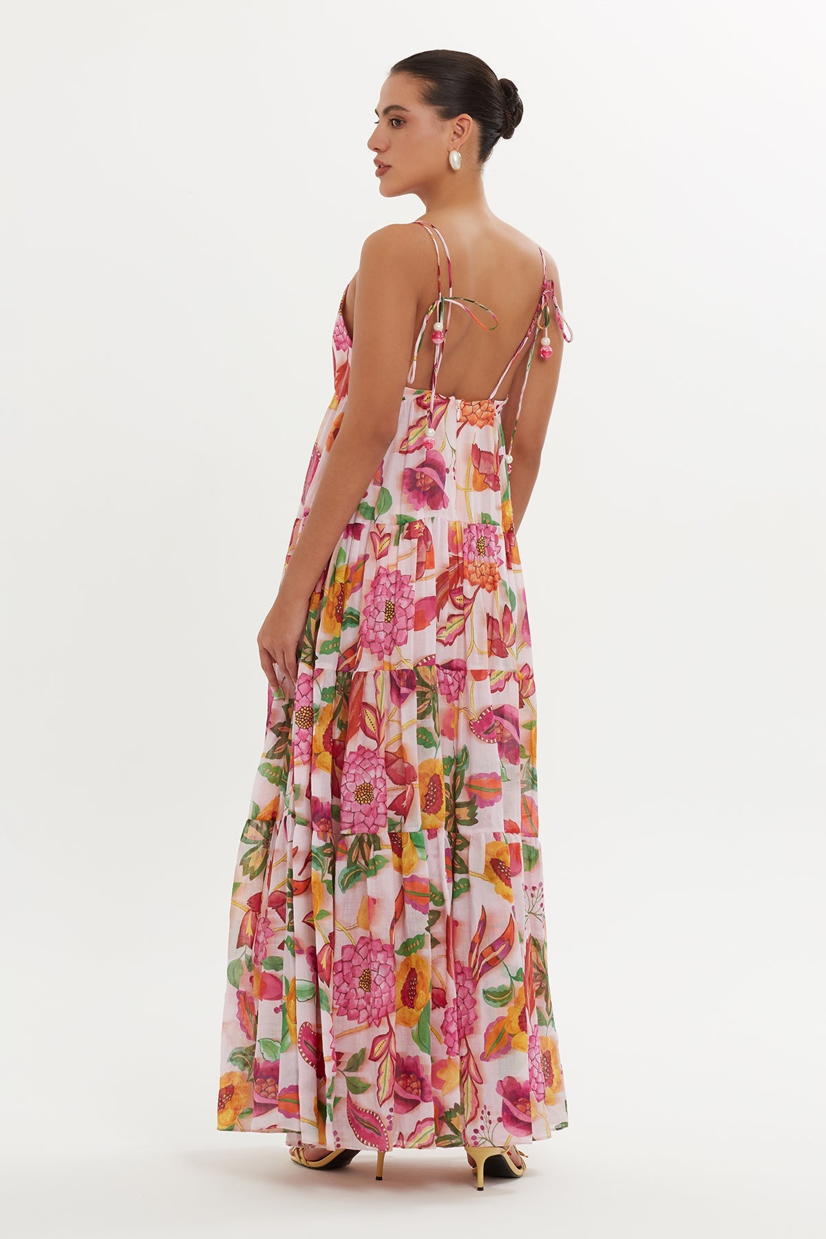 Printed Thin-Strap Maxi Dress