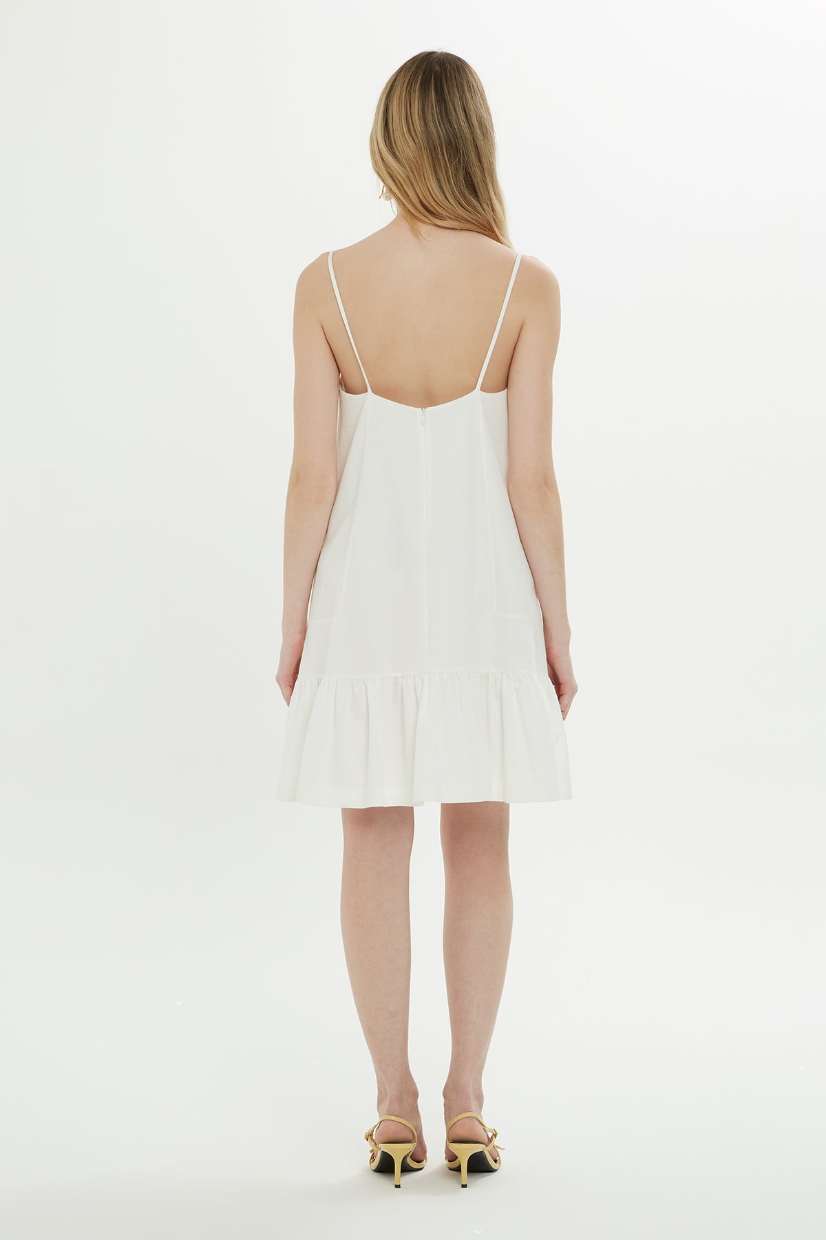 Ecru Mini Dress with Floral Detail