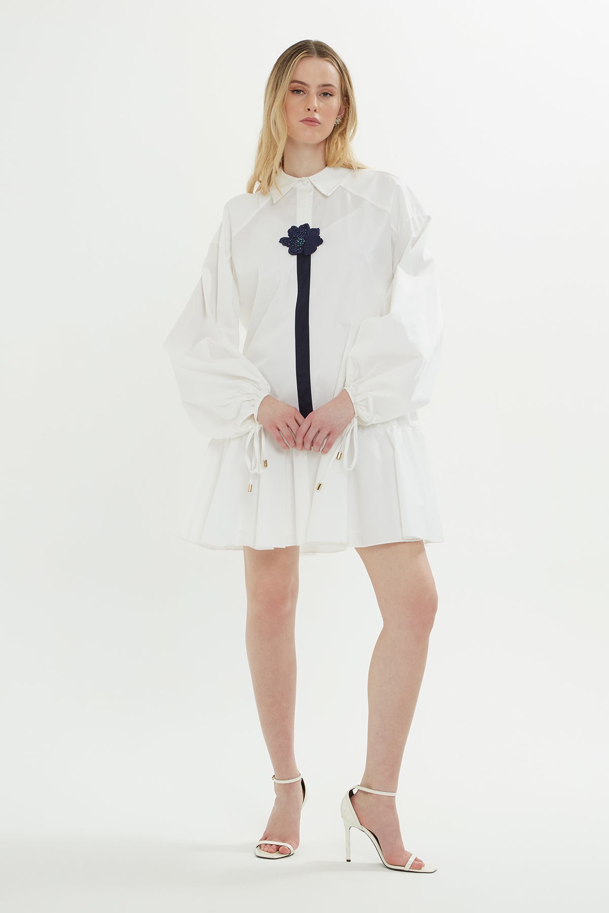 White Embroidered Shirt Dress