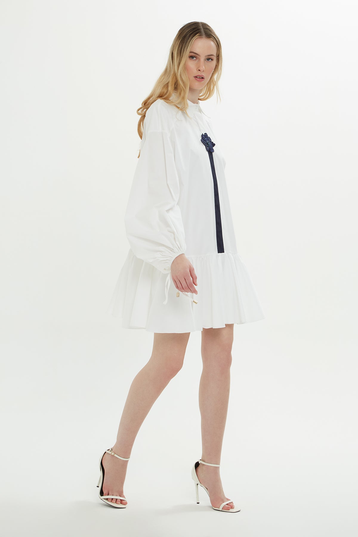 White Embroidered Shirt Dress