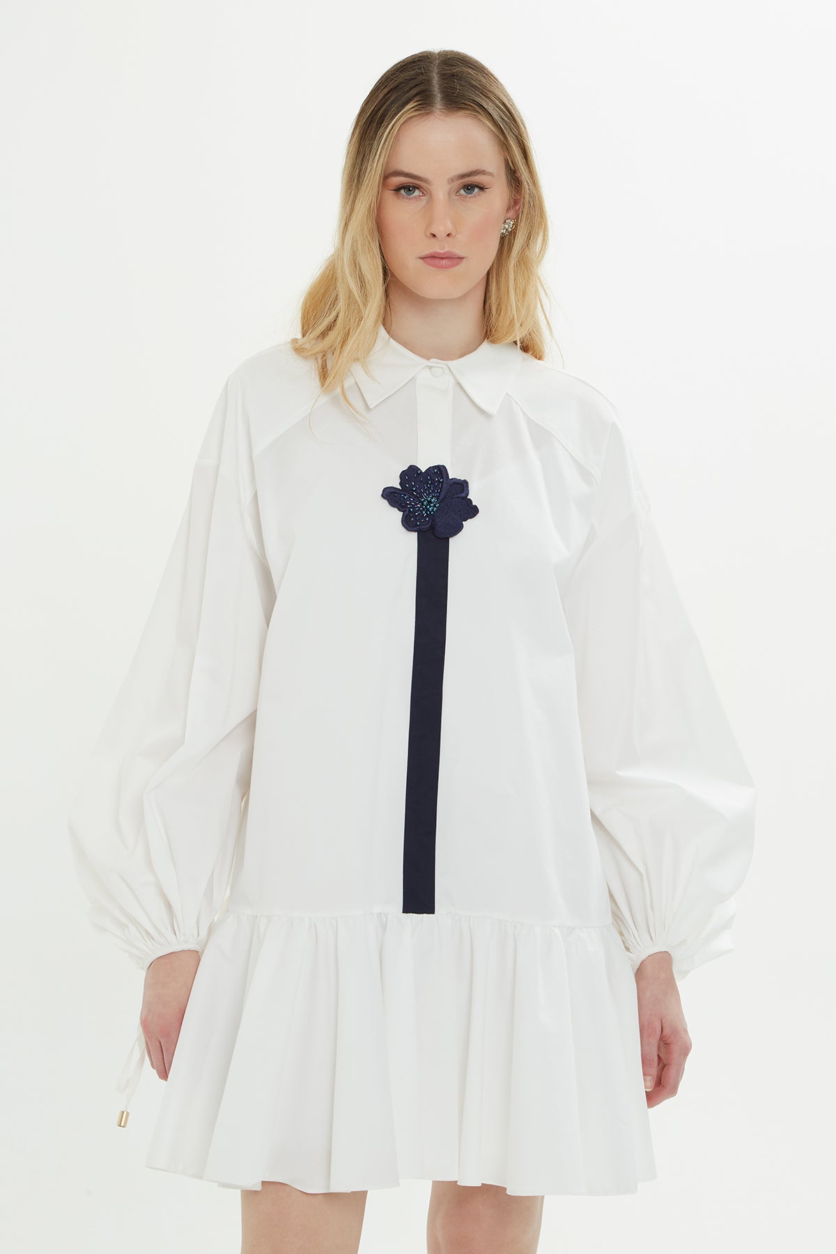 White Embroidered Shirt Dress