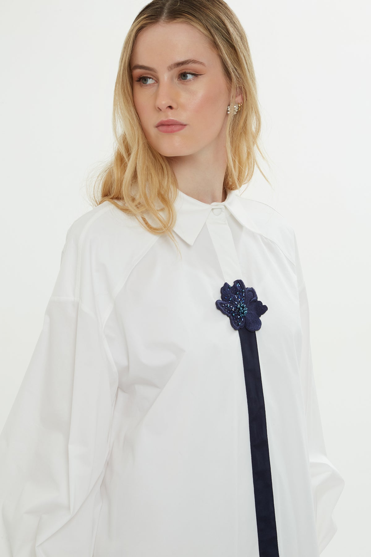 White Embroidered Shirt Dress