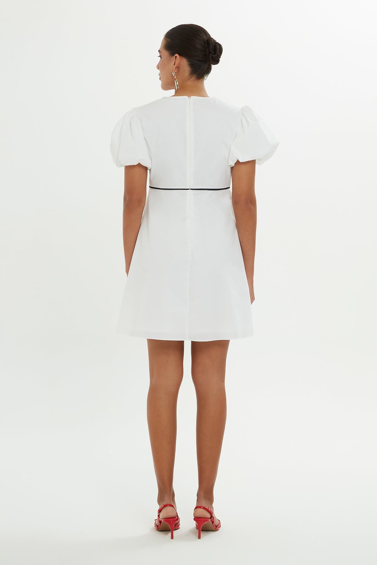 White Short-Sleeve Mini Dress