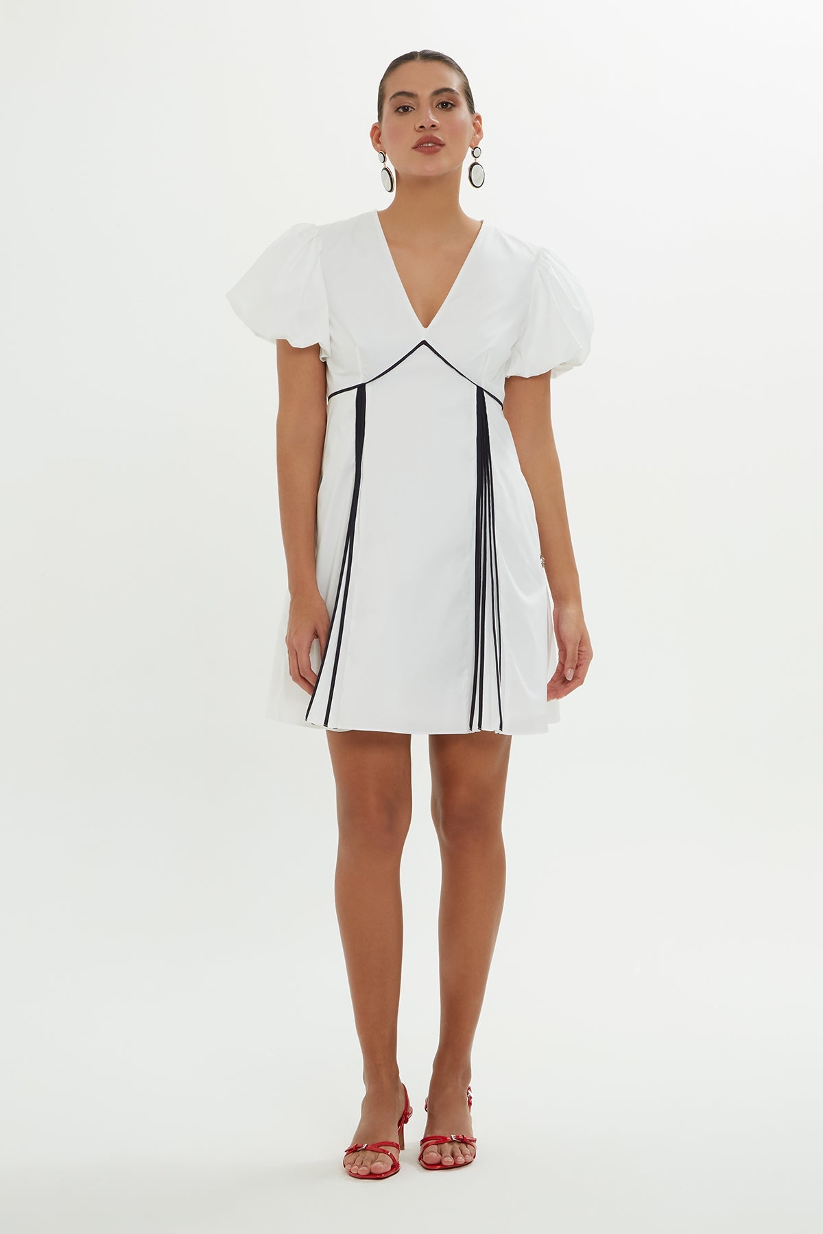 White Short-Sleeve Mini Dress