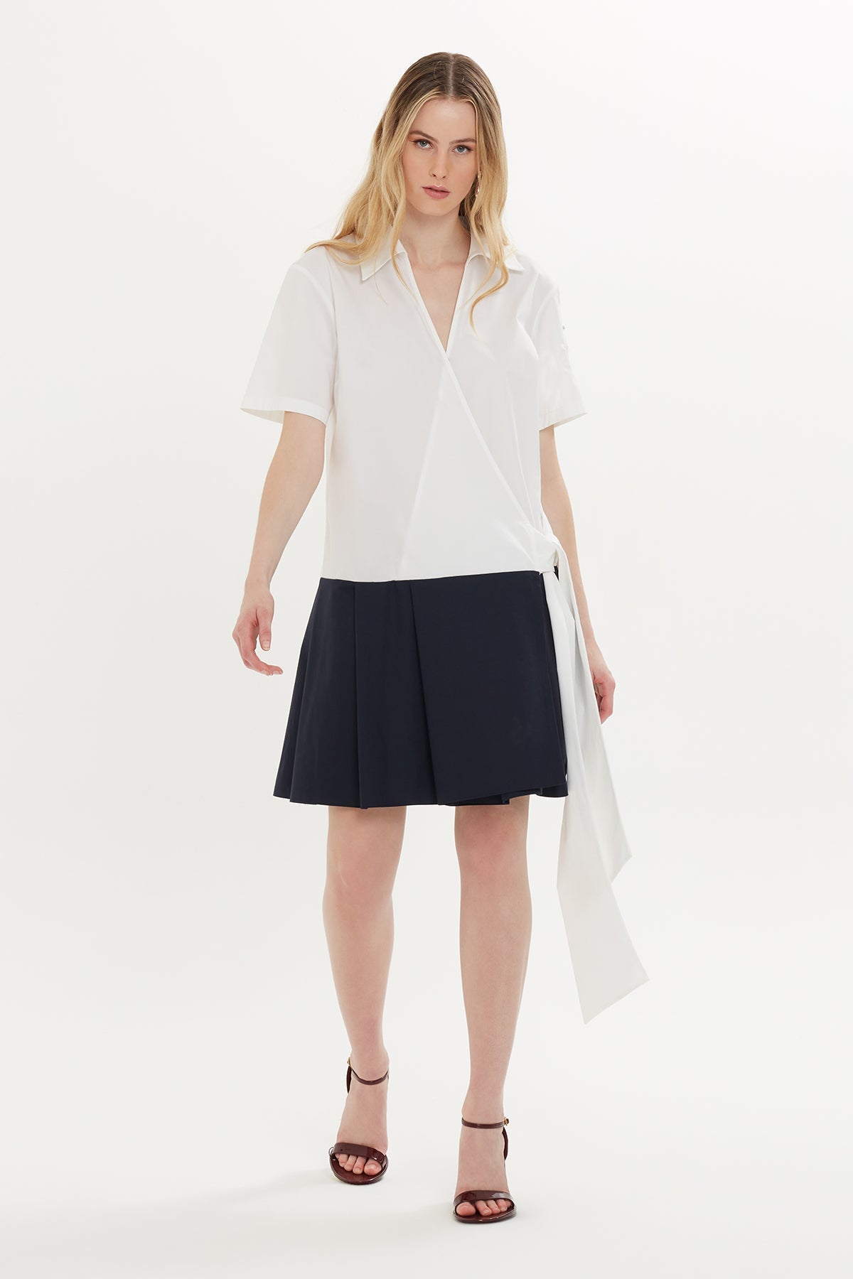 White Short Dress with Embroidered Sleeves