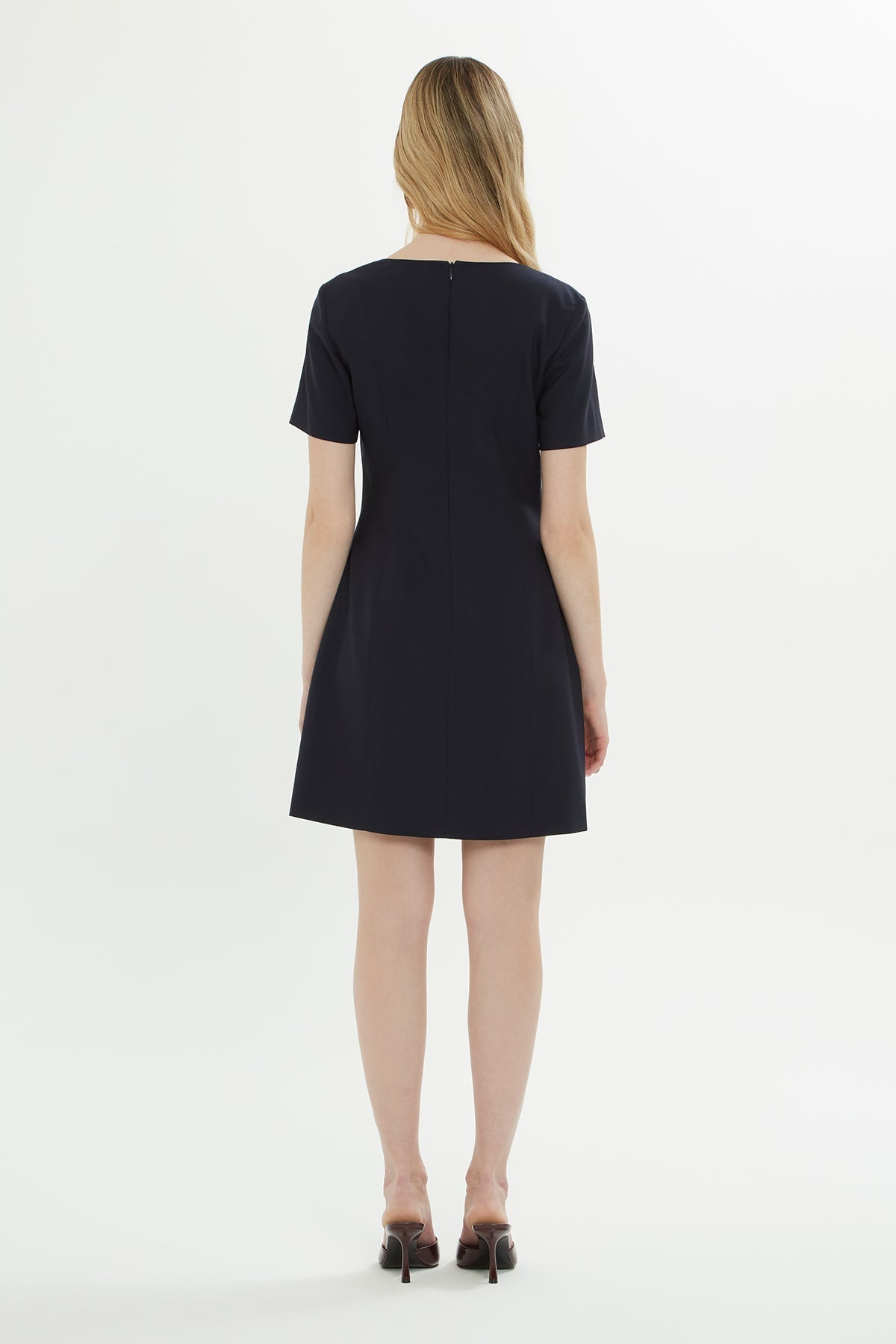 Navy Square-Neck Mini Dress
