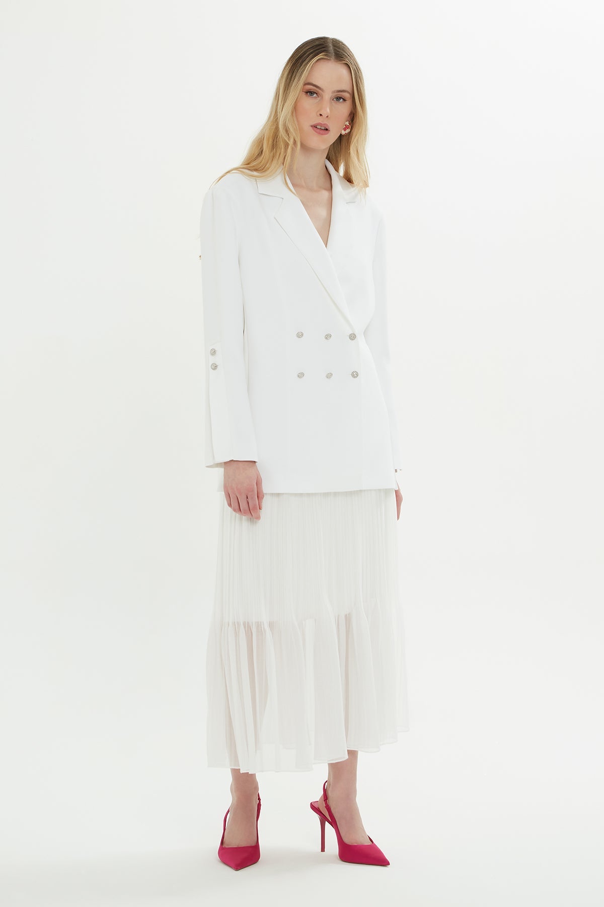 Ecru Double-Breasted Lined Jacket