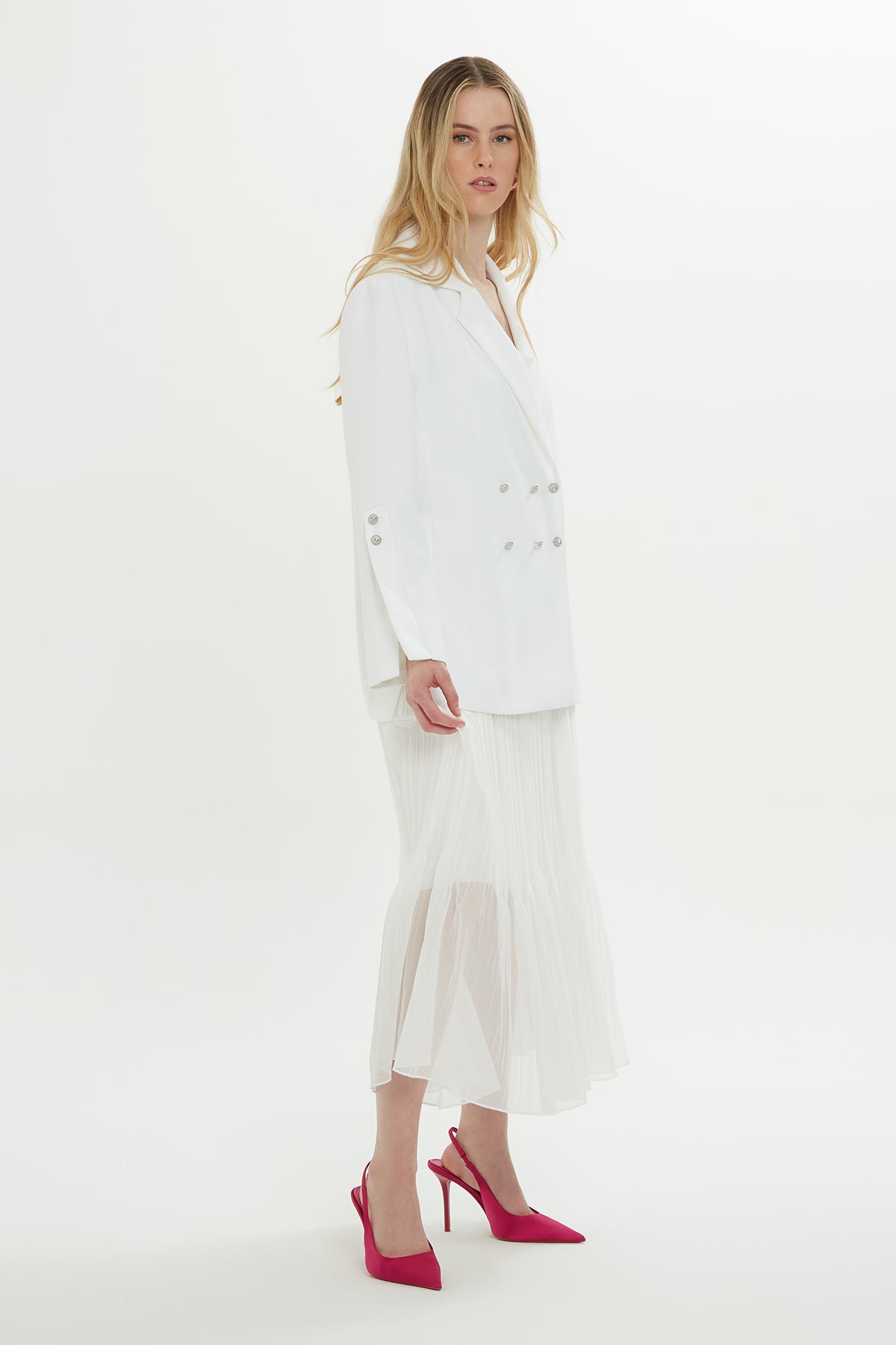 Ecru Double-Breasted Lined Jacket