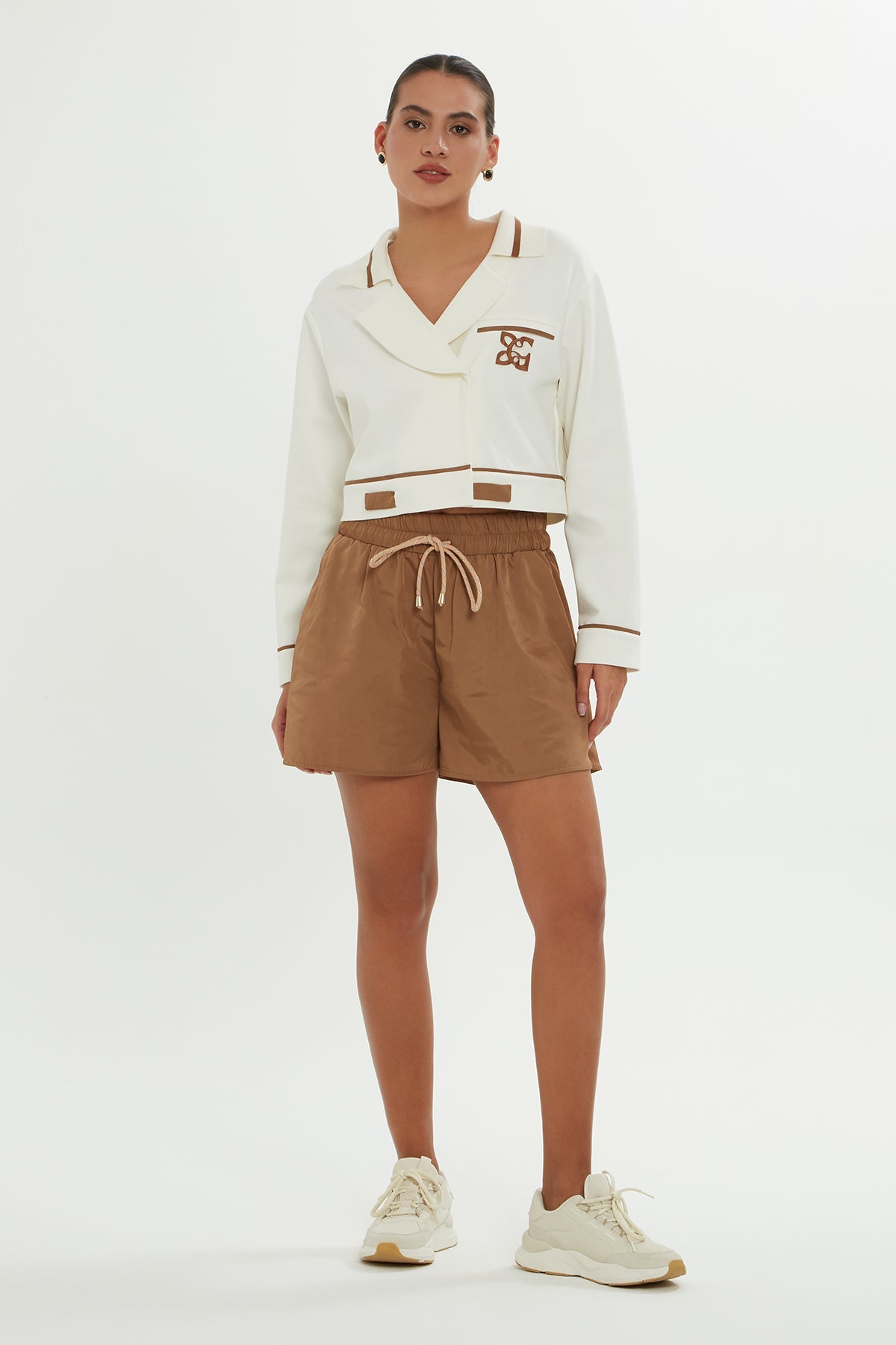 Ecru V-Neck Sweatshirt