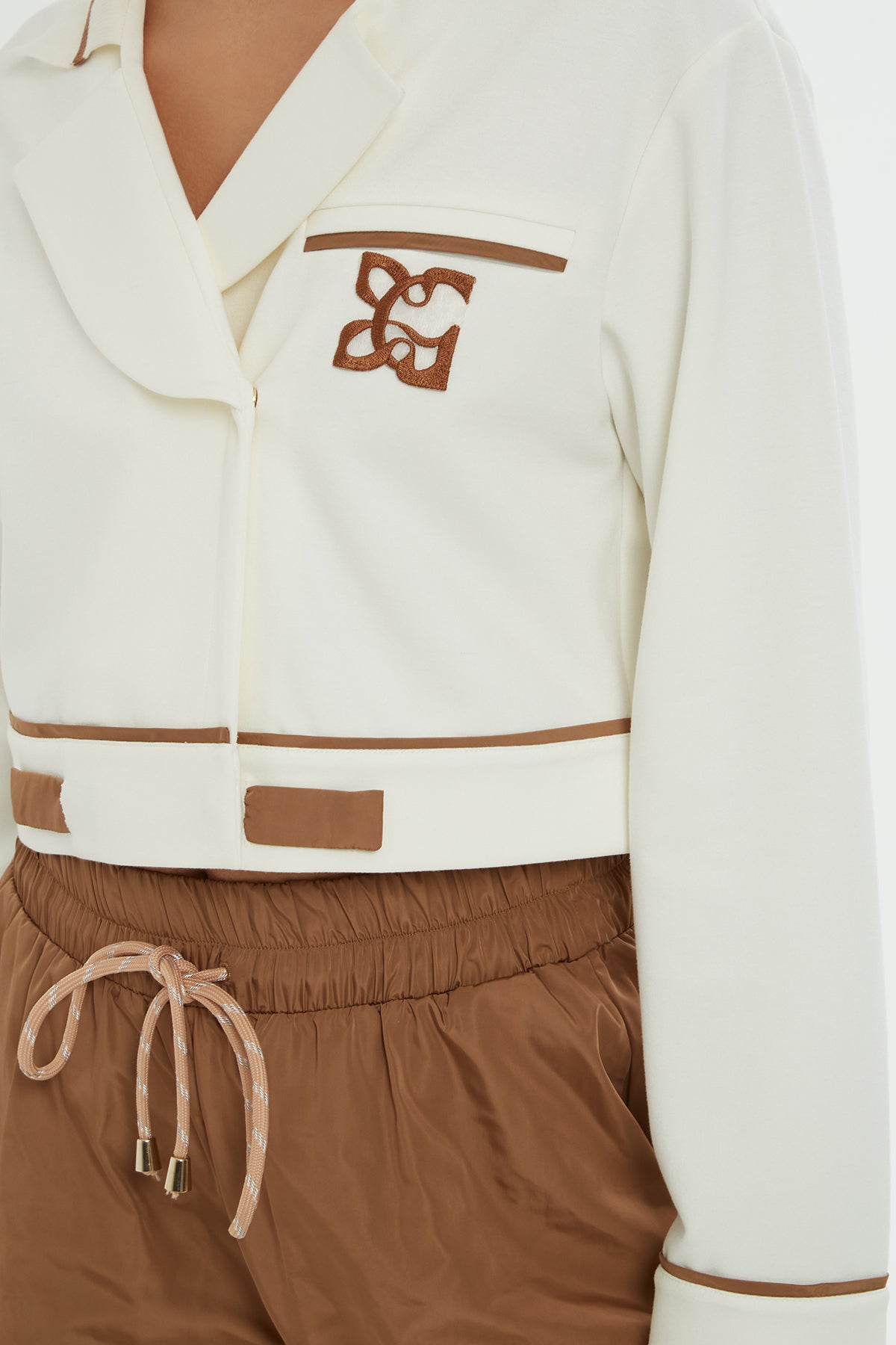 Ecru V-Neck Sweatshirt