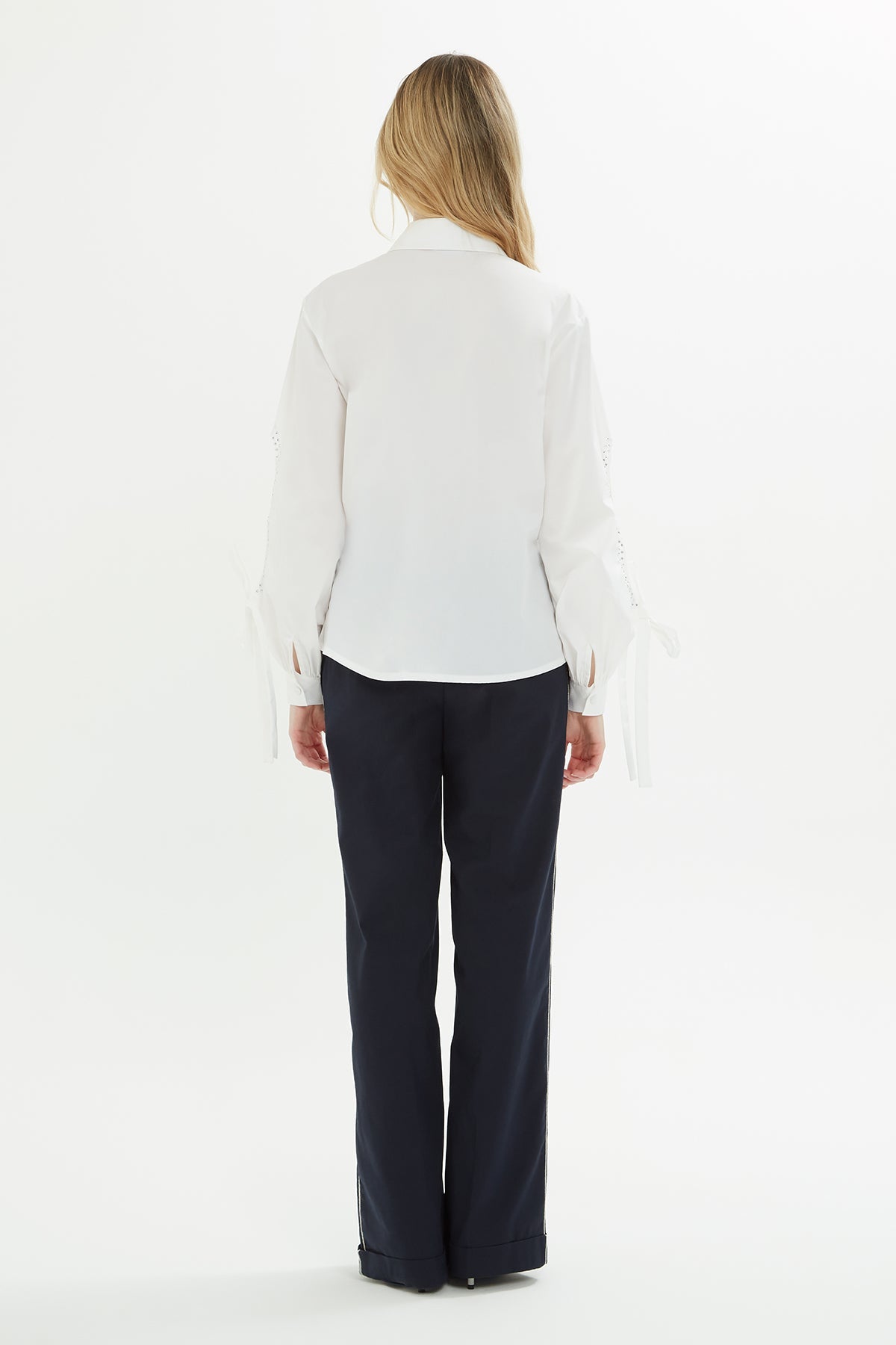 White Sleeve-Detail Shirt