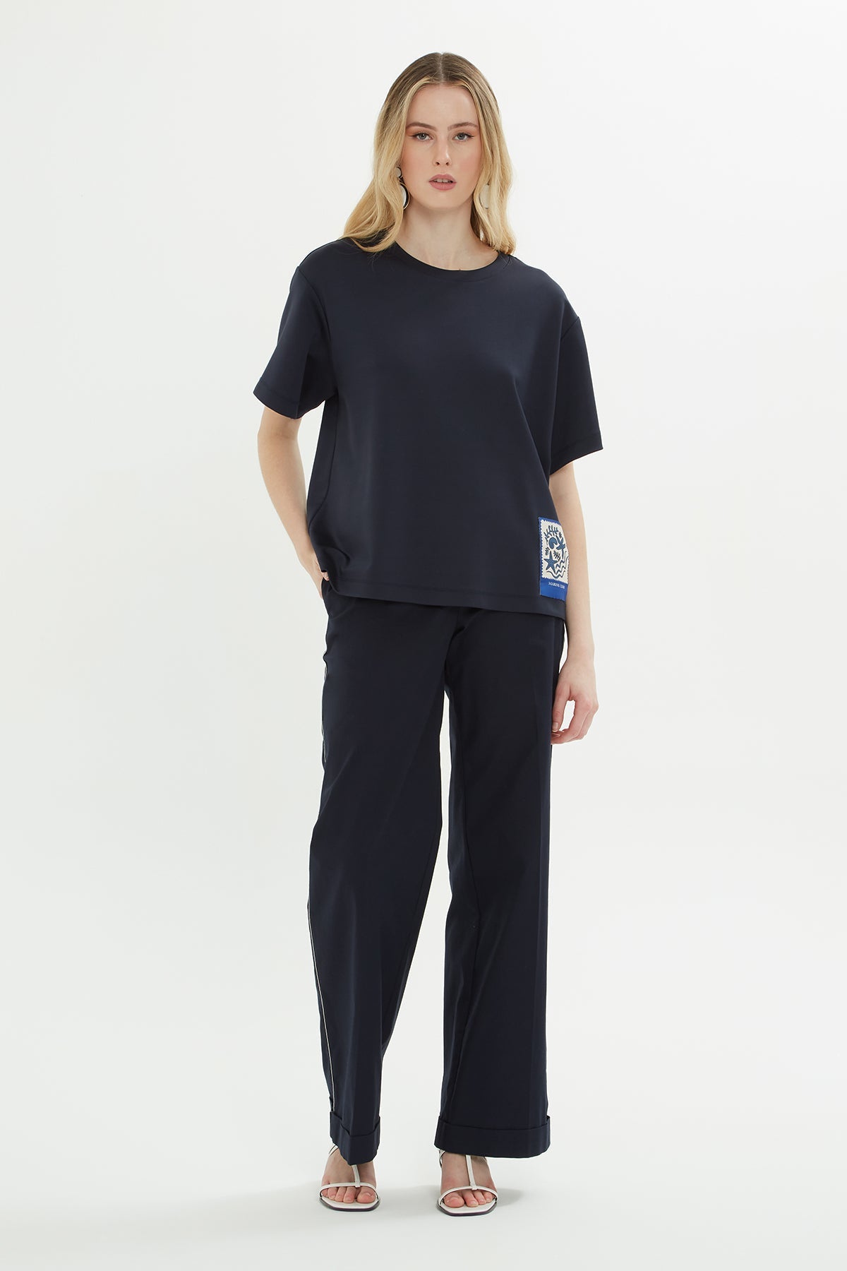 Navy T-Shirt with Label Detail