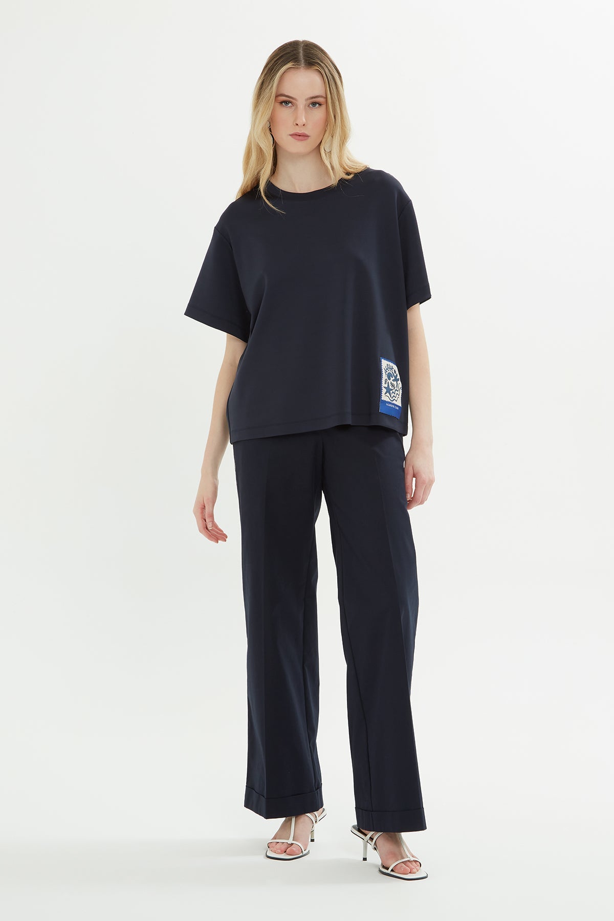 Navy T-Shirt with Label Detail