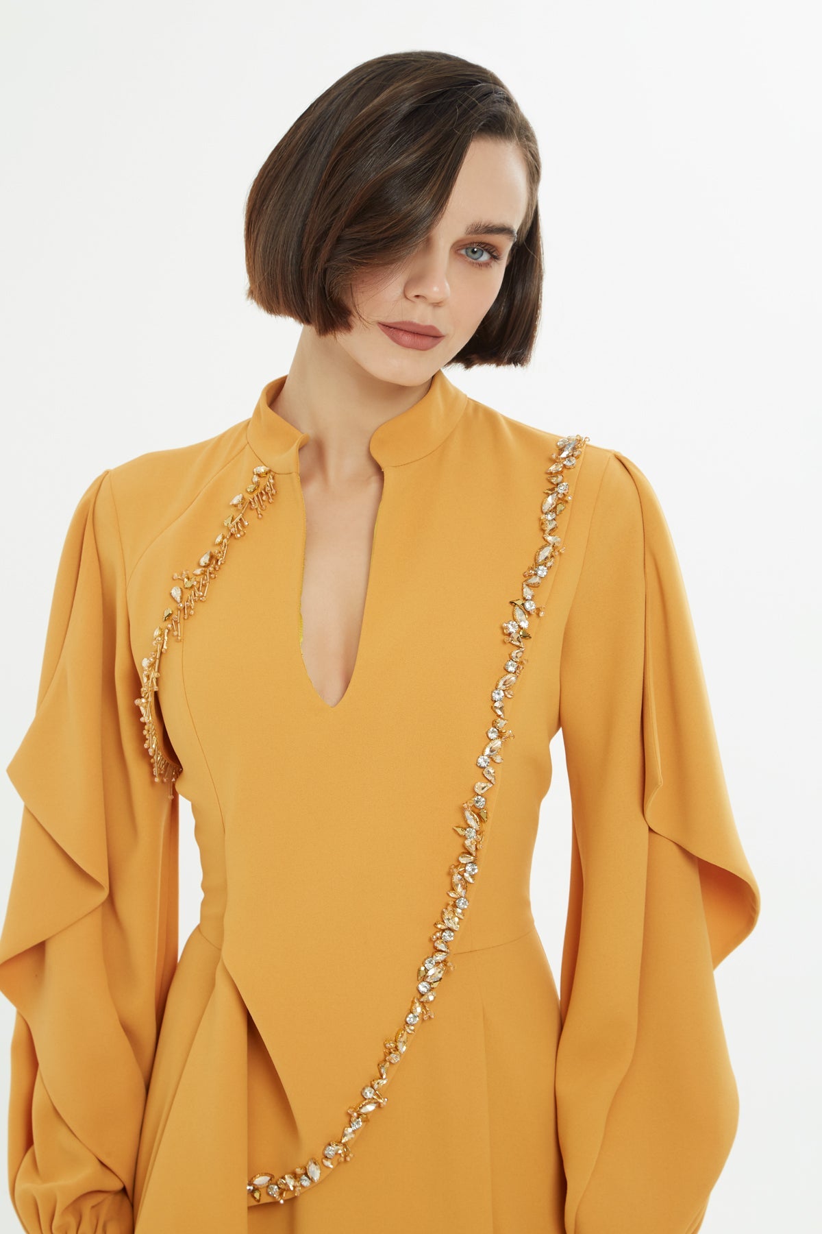 Yellow Stone Embellished long Dress