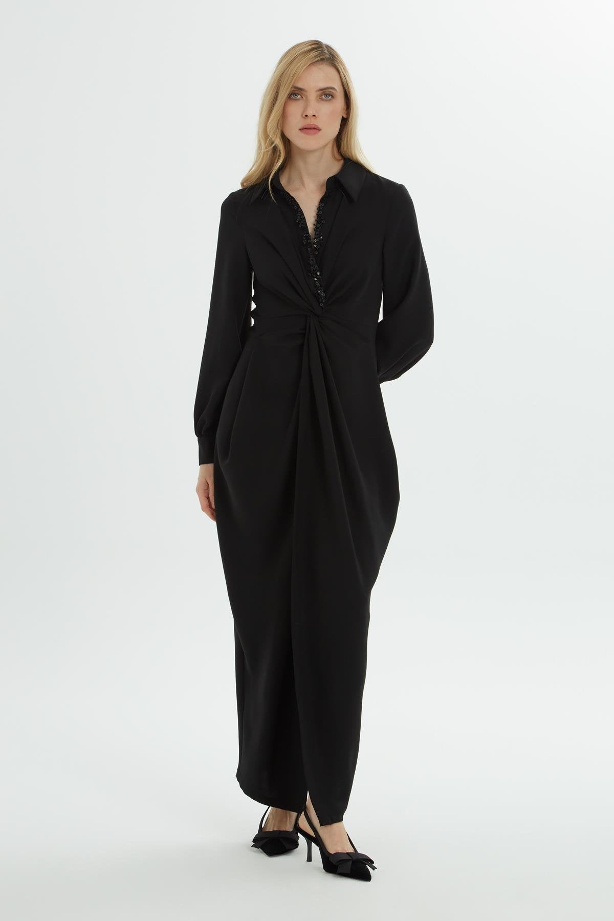 Black Beadwork Maxi Dress