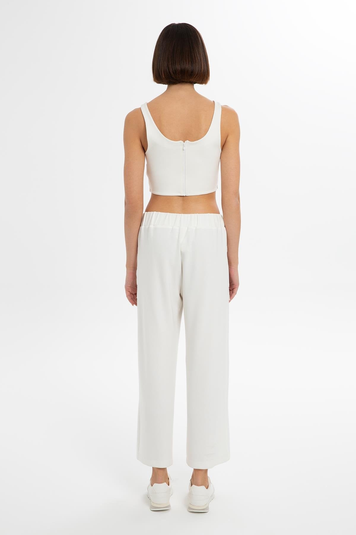 White Ankle-Length Sweatpants