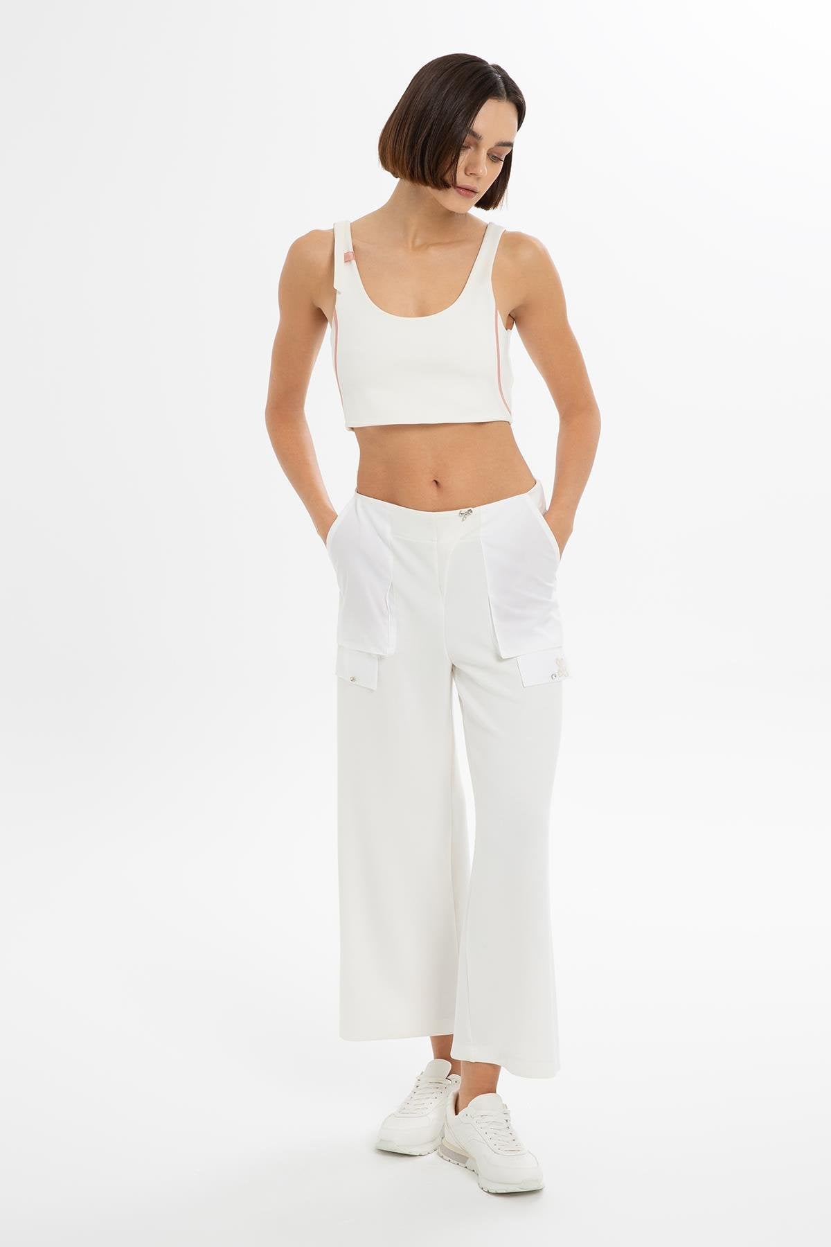 White Ankle-Length Sweatpants