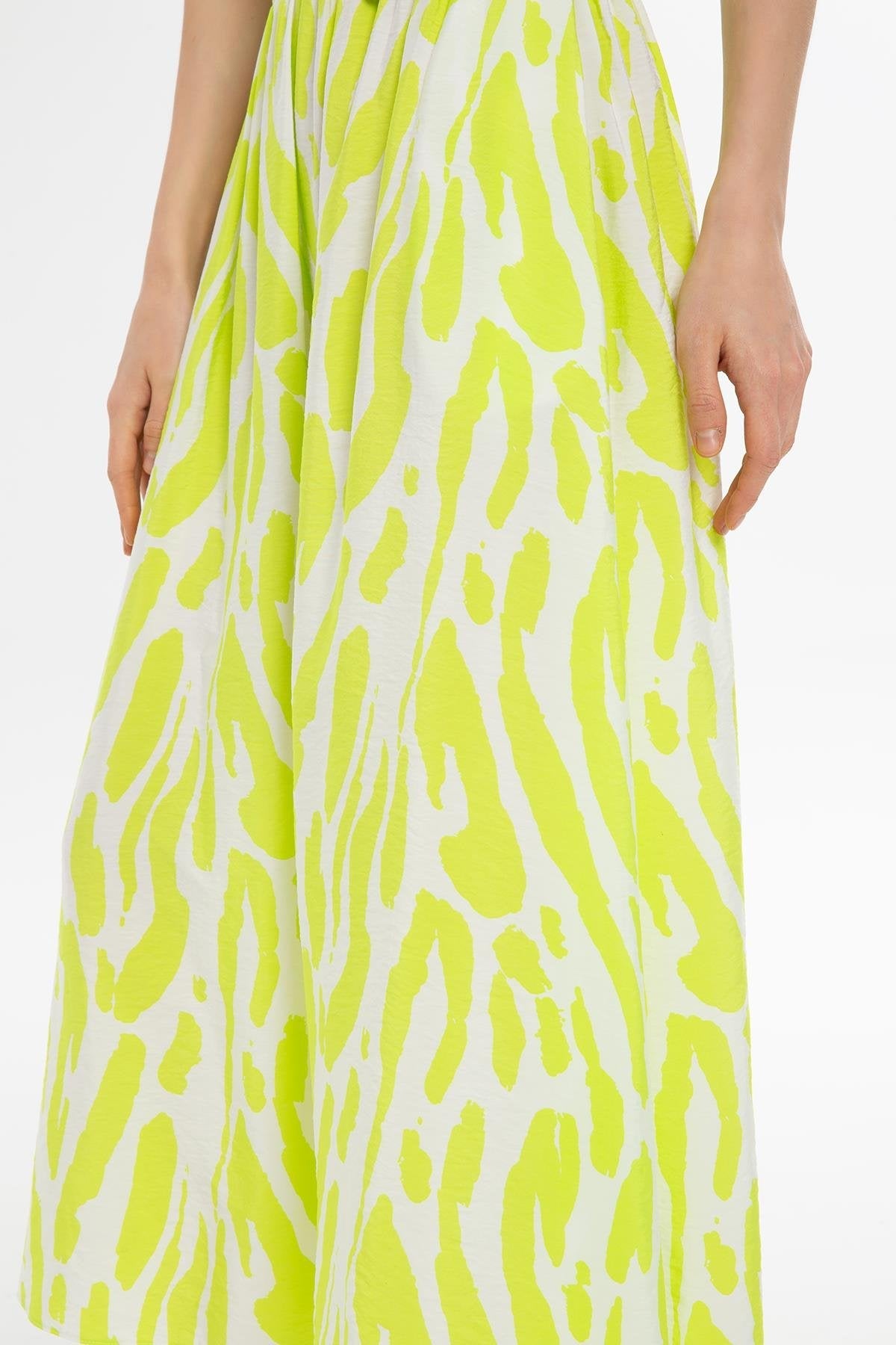 Green Patterned Midi Skirt