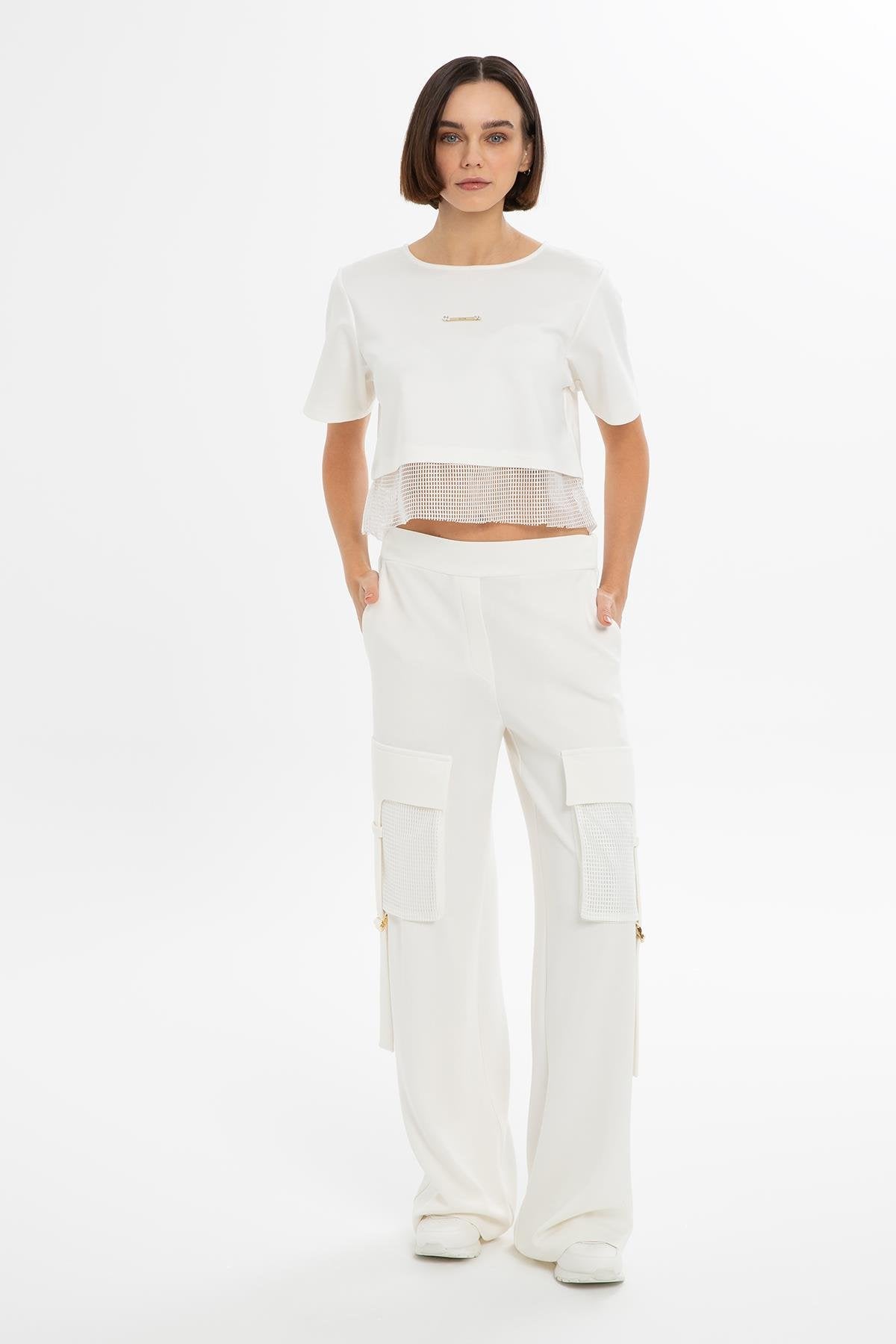 Ecru Pocket-Detail Sweatpants