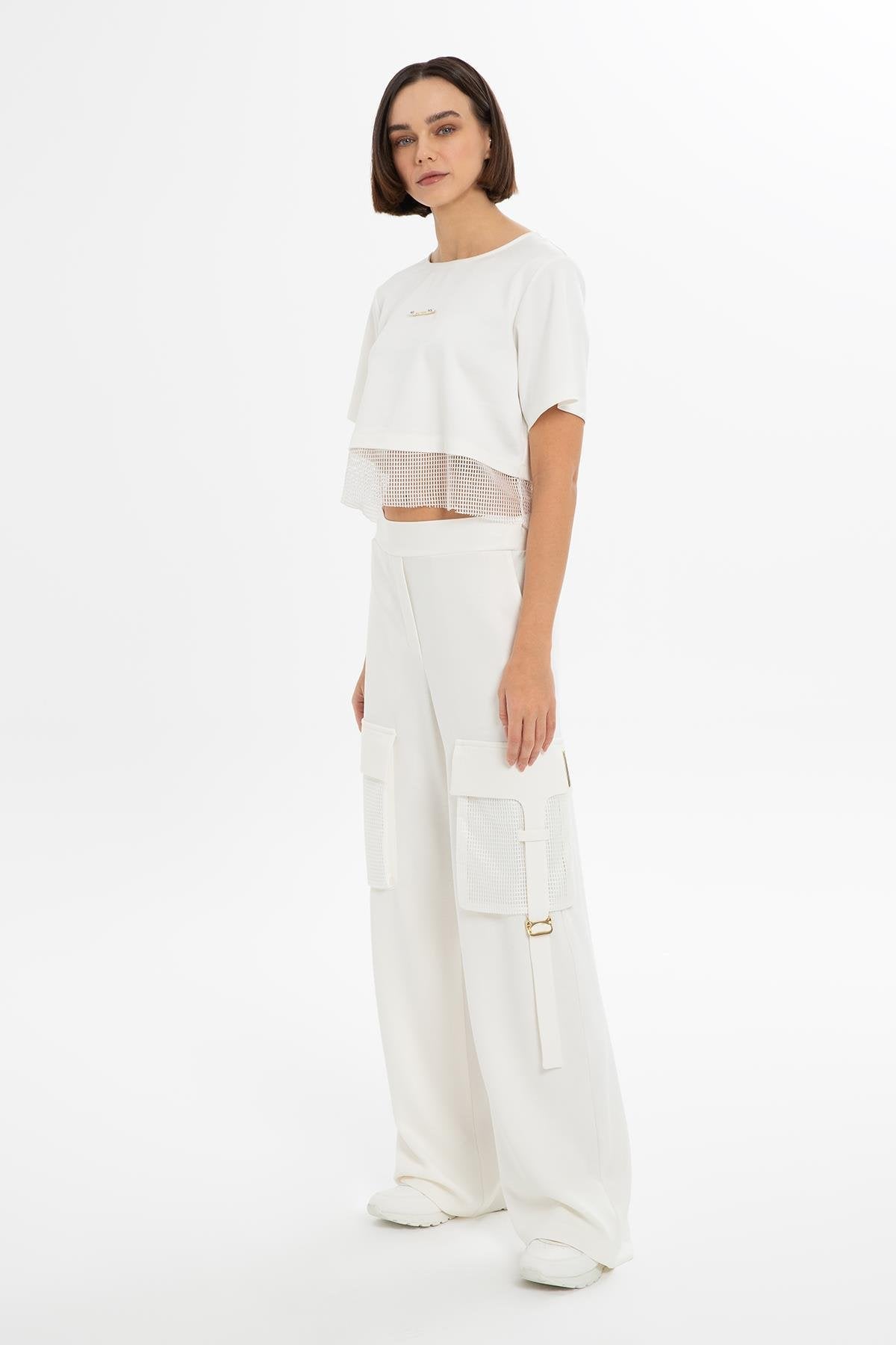 Ecru Pocket-Detail Sweatpants