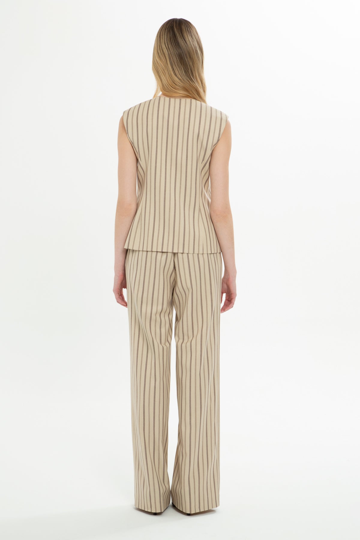 Beige Suit with Pocket Vest