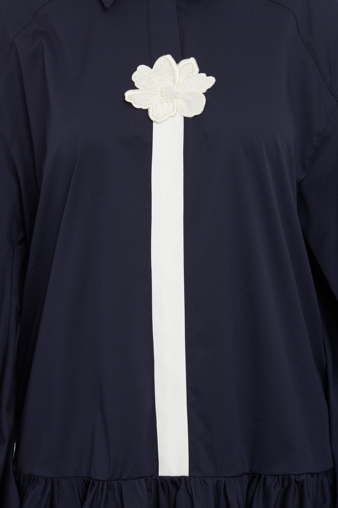 Navy Embroidered Shirt Dress