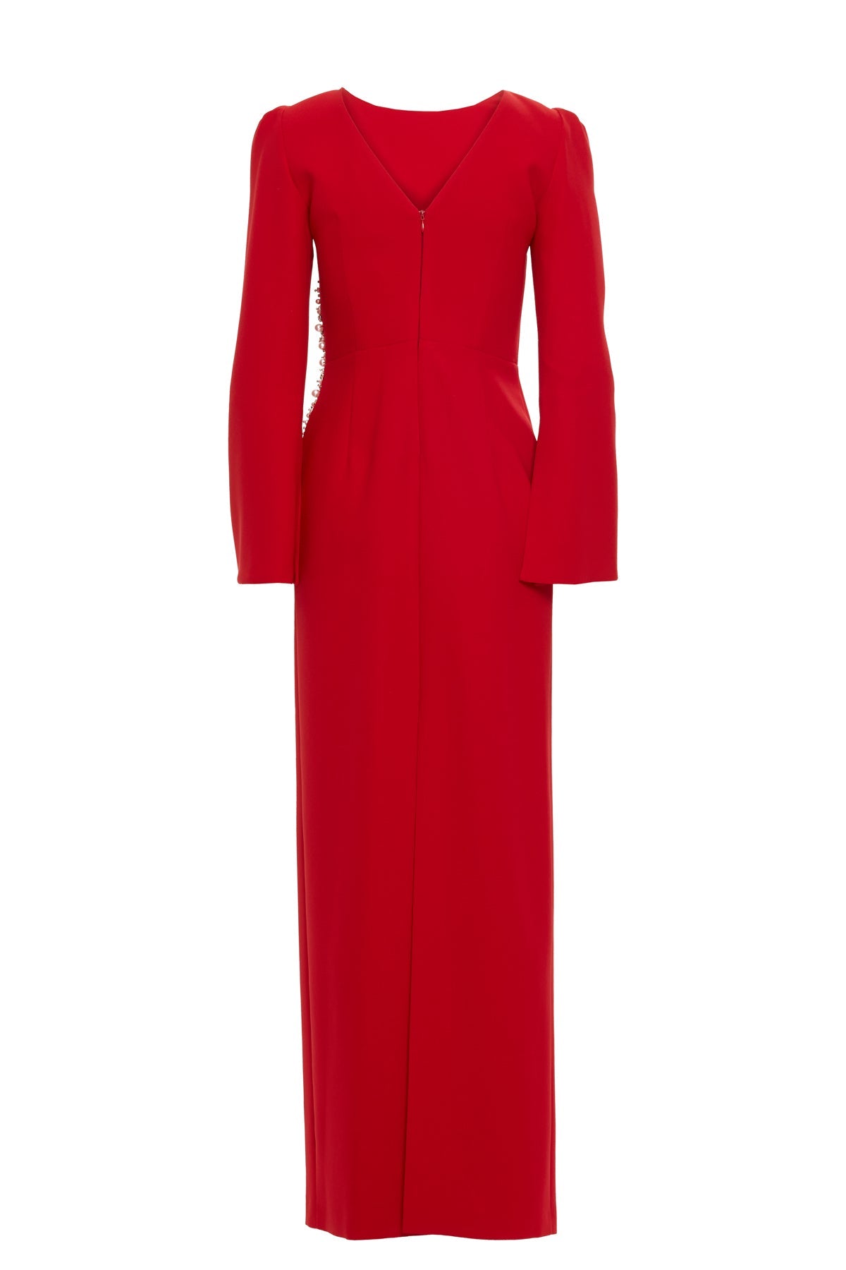 Red Embroidered Detailed Long Dress